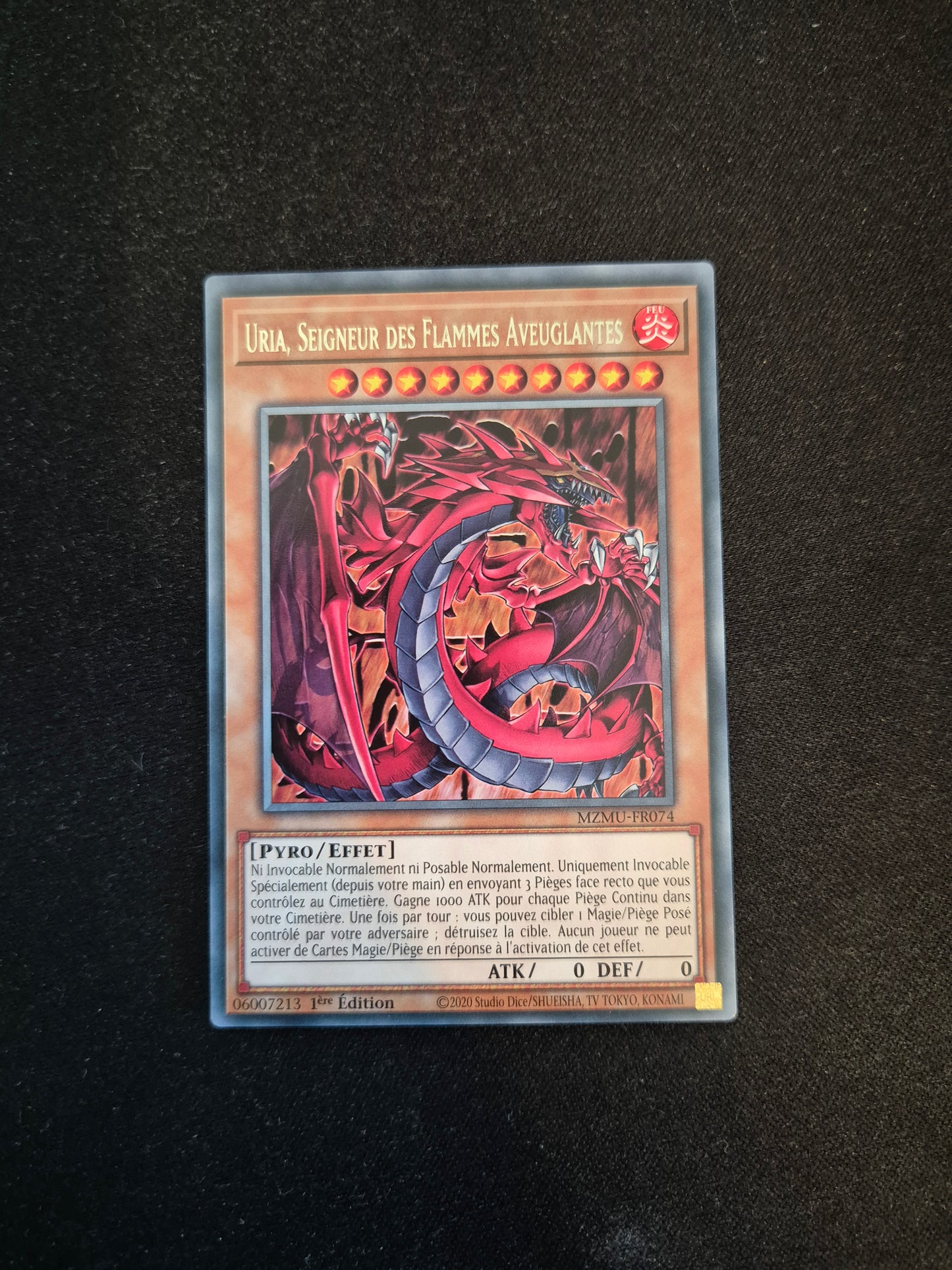Carte Yu-Gi-Oh! Uria Seigneur des Flammes Aveuglantes MZMU-FR074 Rare