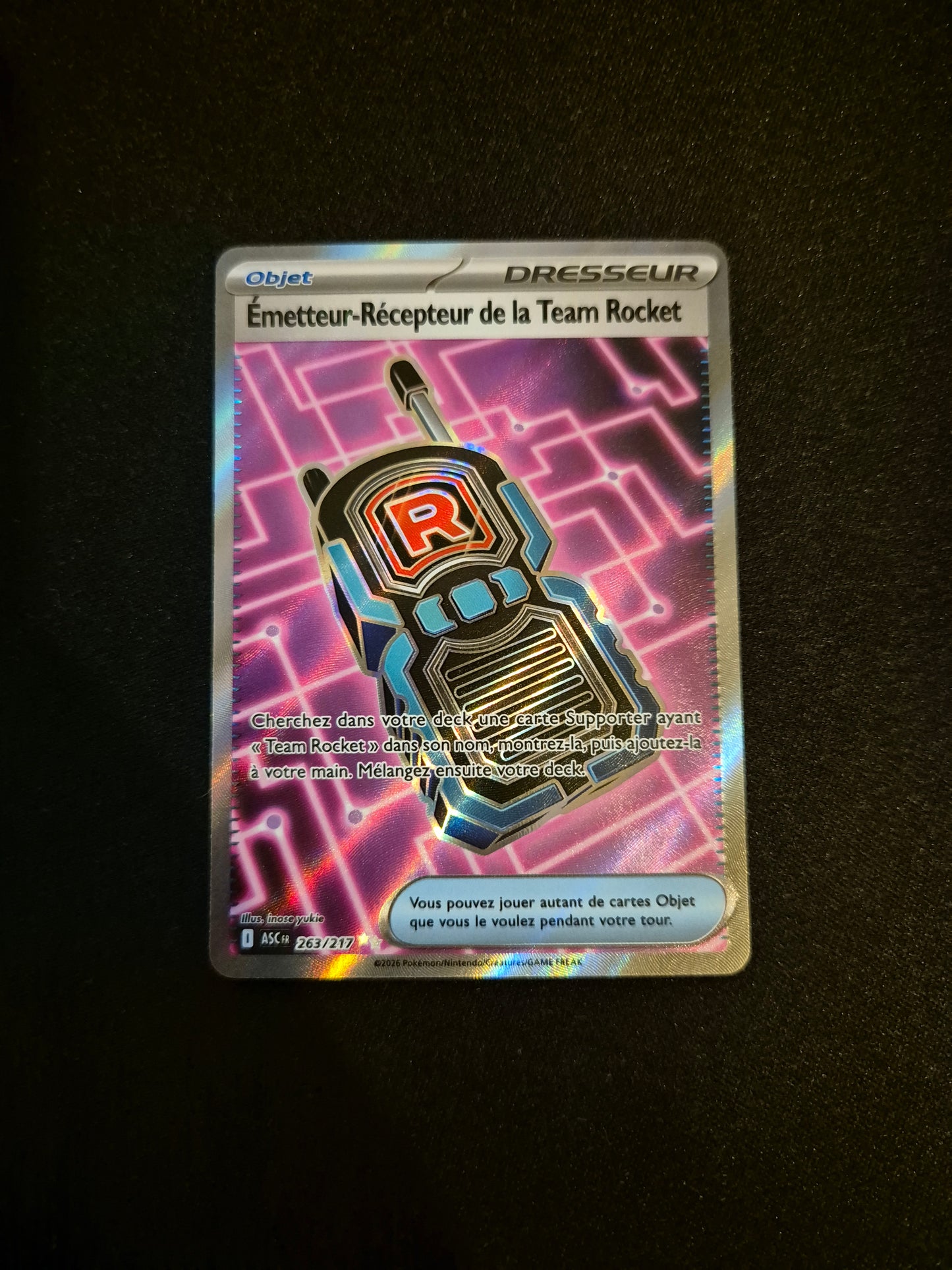 Carte Pokémon Emetteur-Recepteur de la Team Rocket Full Art 263/217 ME2.5 Héros Transcendants