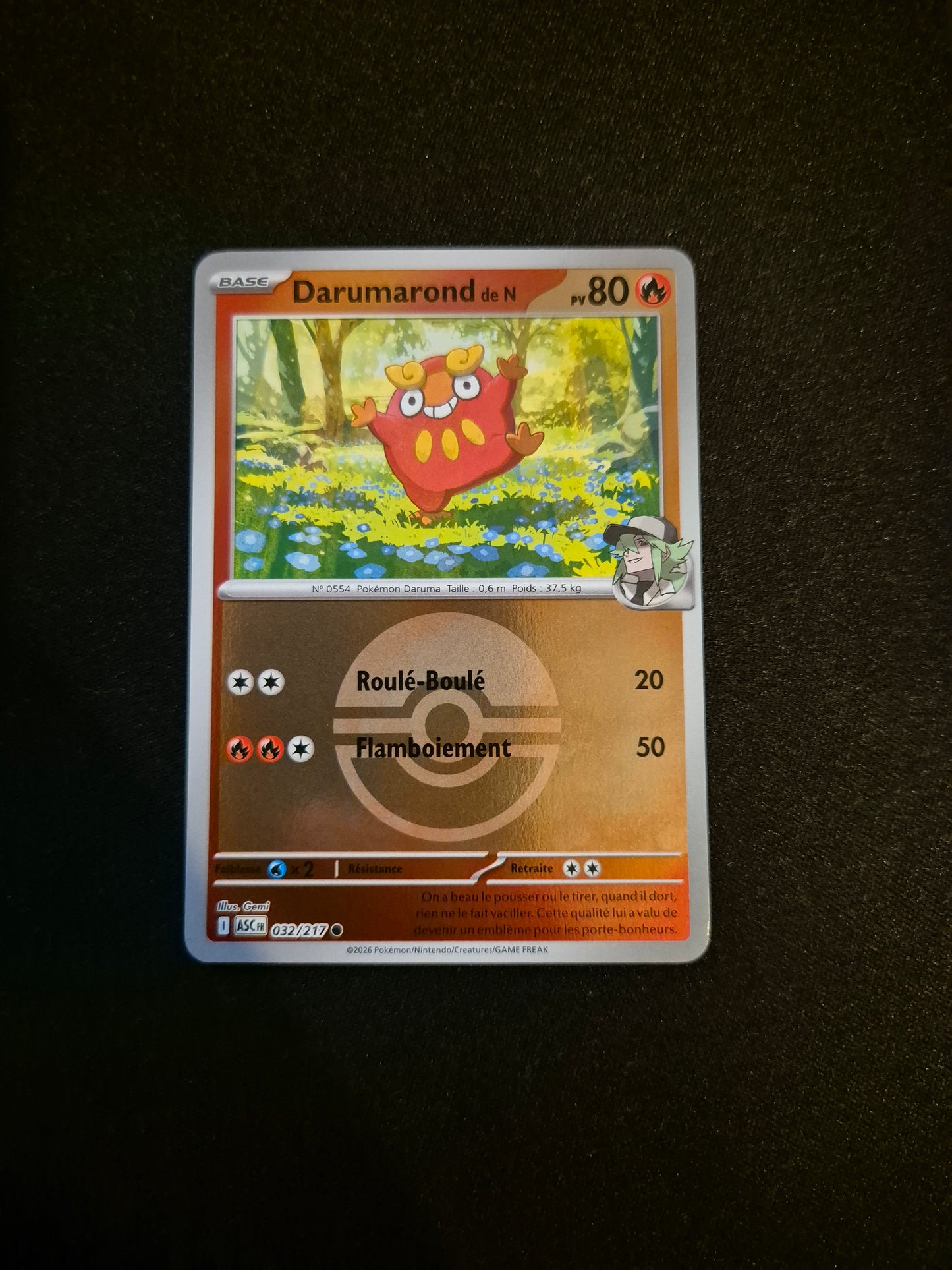 Carte Pokémon Darumarond Reverse Pokeball 032/217 ME2.5 Héros Transcendants