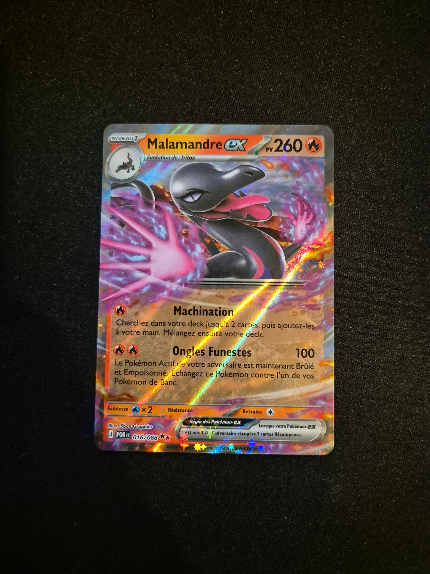 Carte Pokémon Malamandre EX 016/088 ME03 Equilibre Parfait