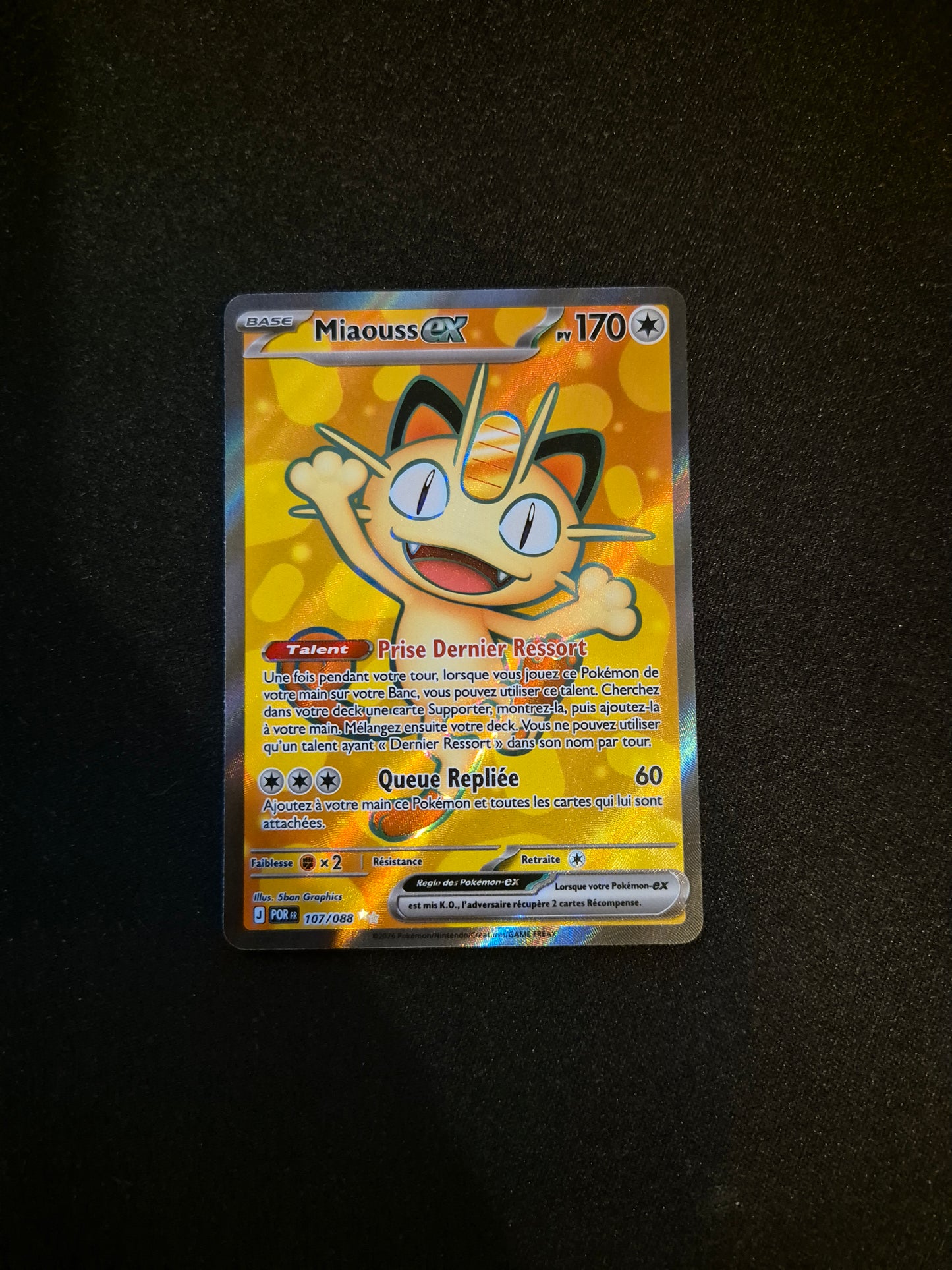 Carte Pokémon Miaouss EX Full Art FA 107/088 ME03 Equilibre Parfait