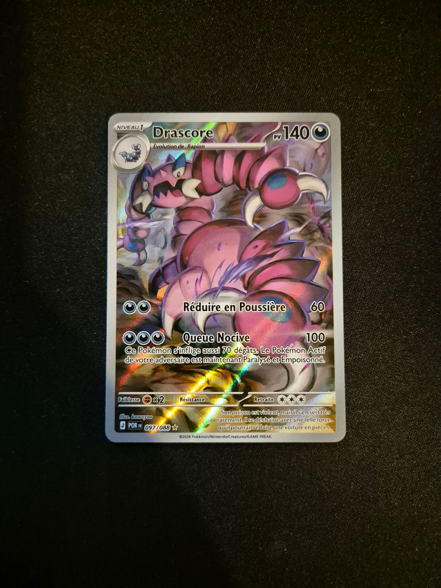 Carte Pokémon Drascore Art Rare AR 097/088 ME03 Equilibre Parfait