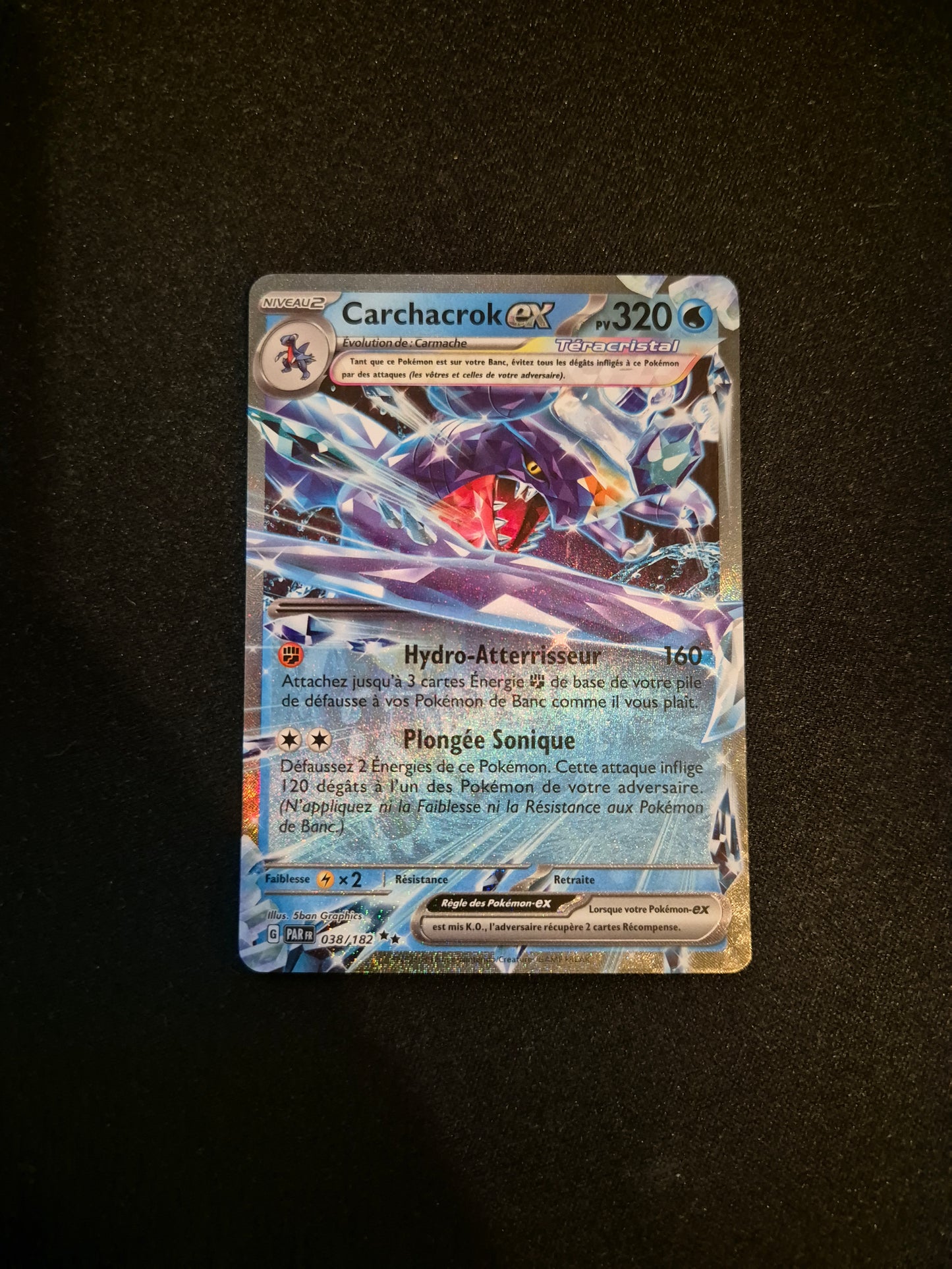 Carte Pokémon Carchacrok EX 038/182 EV04 Faille Paradoxe
