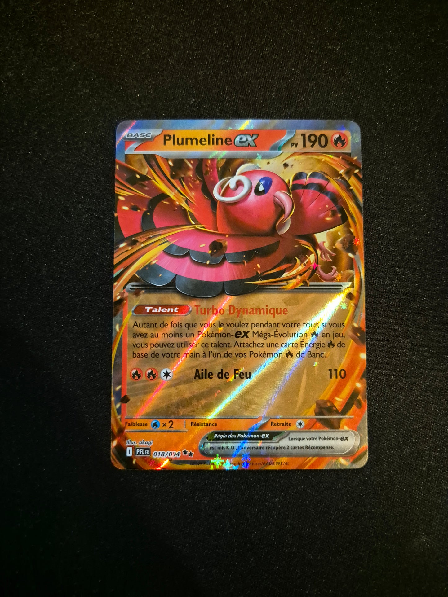 Carte Pokémon Plumeline EX 018/094 ME02 Flammes Fantasmagoriques