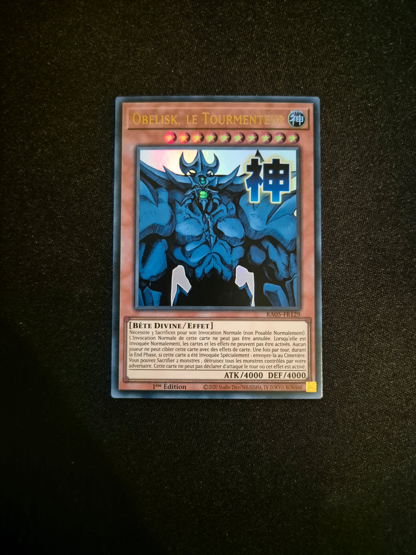 Carte Yu-Gi-Oh! Obélisk Le Tourmenteur ALT Stamped Ultra Rare RA05-FR129