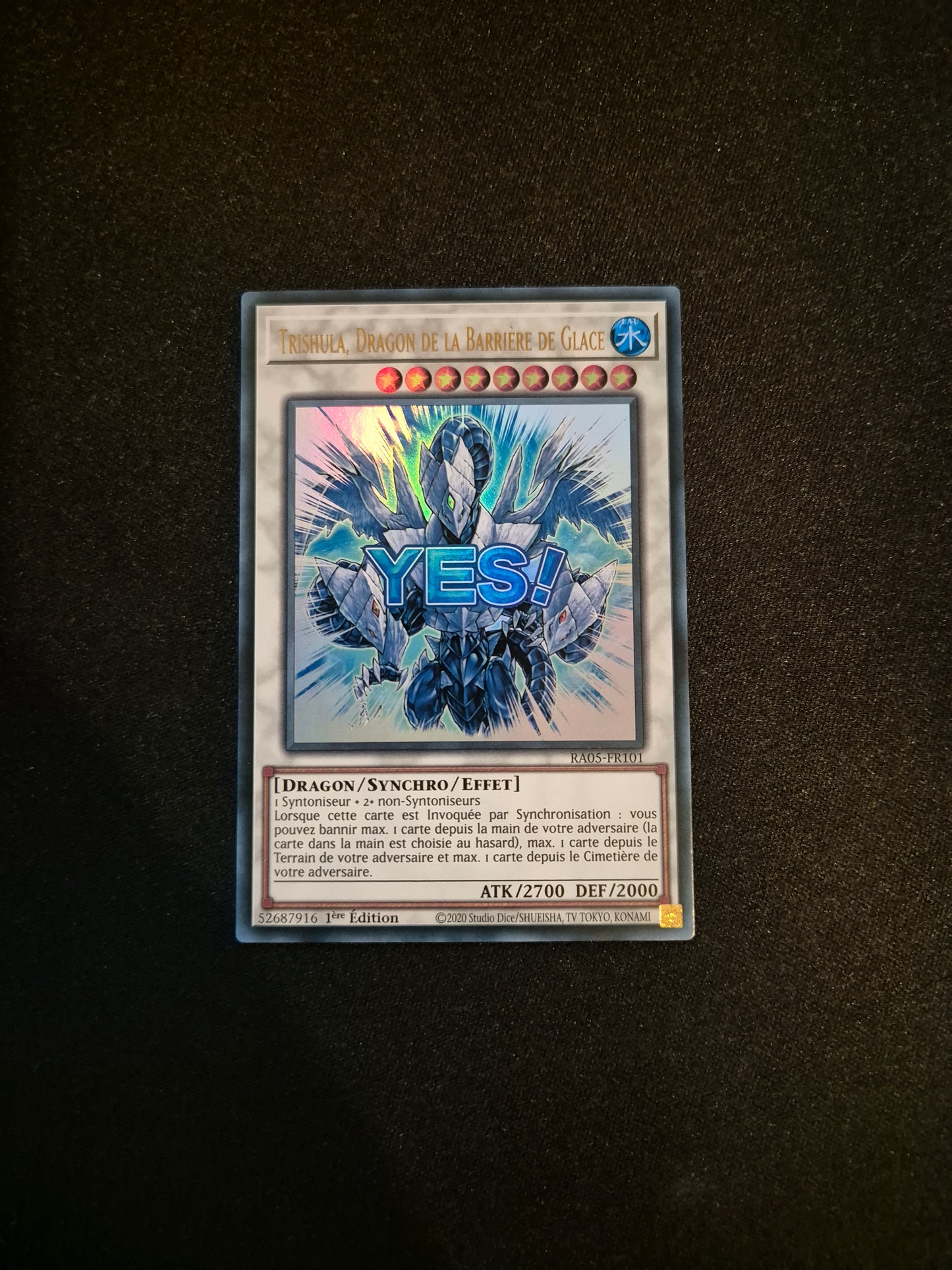 Carte Yu-Gi-Oh! Trishula Dragon de la Barrière de Glace ALT Stamped Ultra Rare RA05-FR101