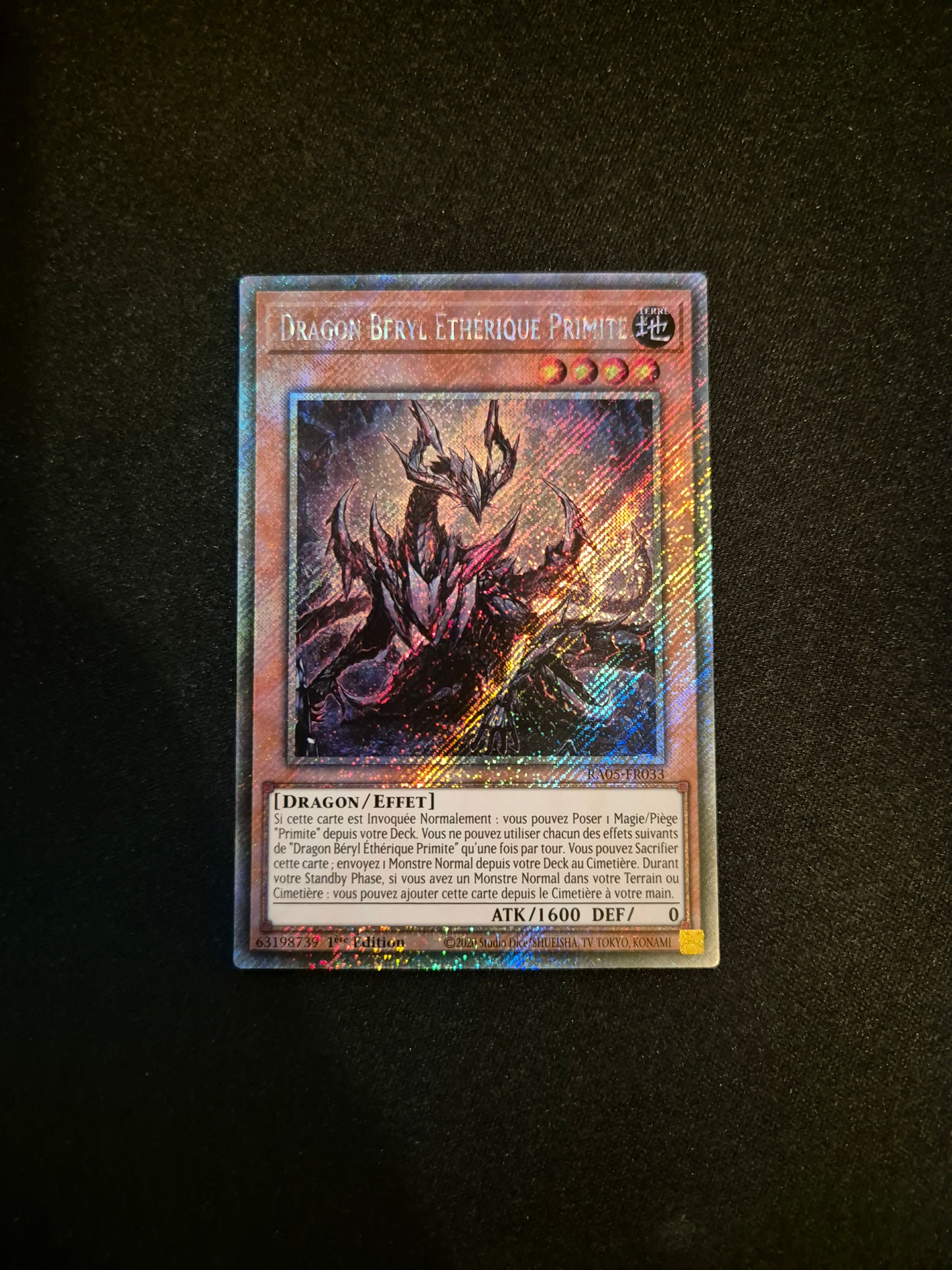 Carte Yu-Gi-Oh! Dragon Beryil Ethérique Primite Platinum Secret Rare RA05-FR033