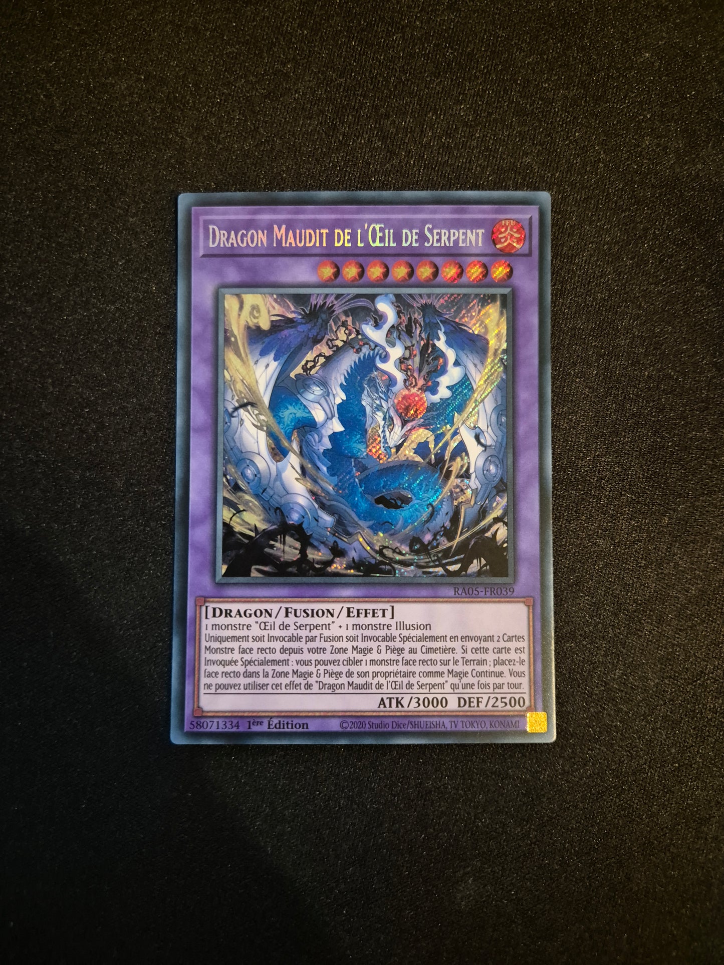 Carte Yu-Gi-Oh! Dragon Maudit de l'Oeil de Serpent Secret Rare RA05-FR039