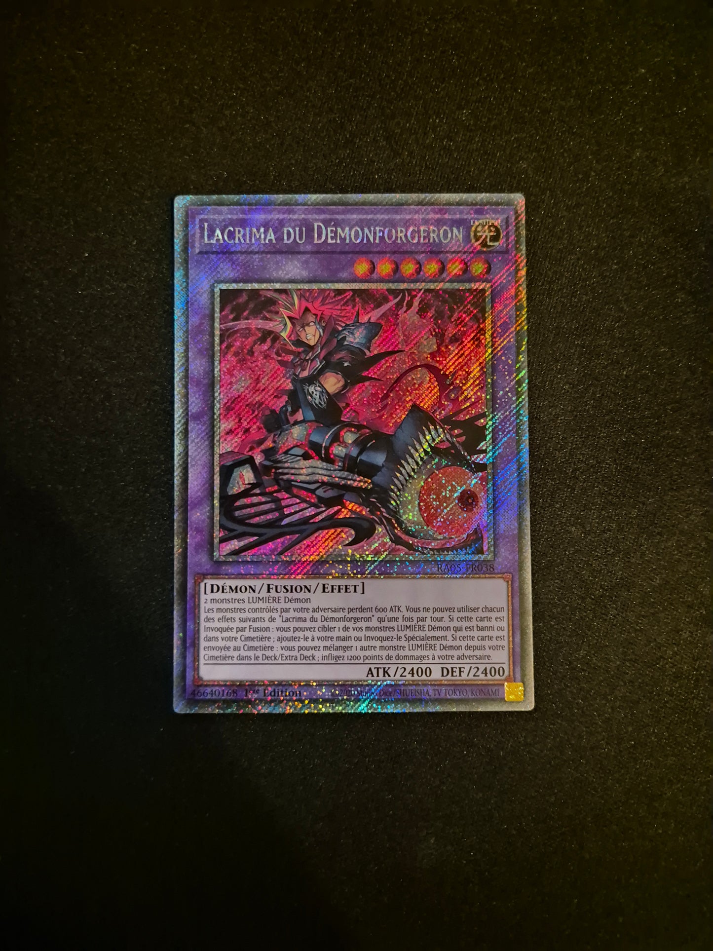 Carte Yu-Gi-Oh! Lacrima du Démonforgeron Platinum Secret Rare RA05-FR038