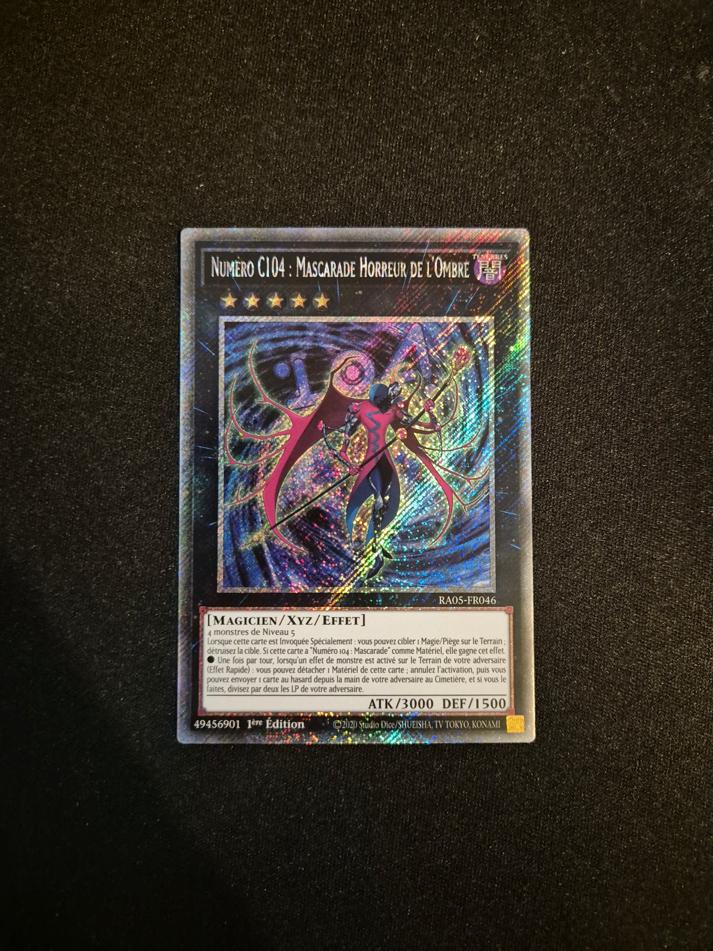 Carte Yu-Gi-Oh! Numéro C104 Mascarade Horreur de l'Ombre Platinum Secret Rare RA05-FR046