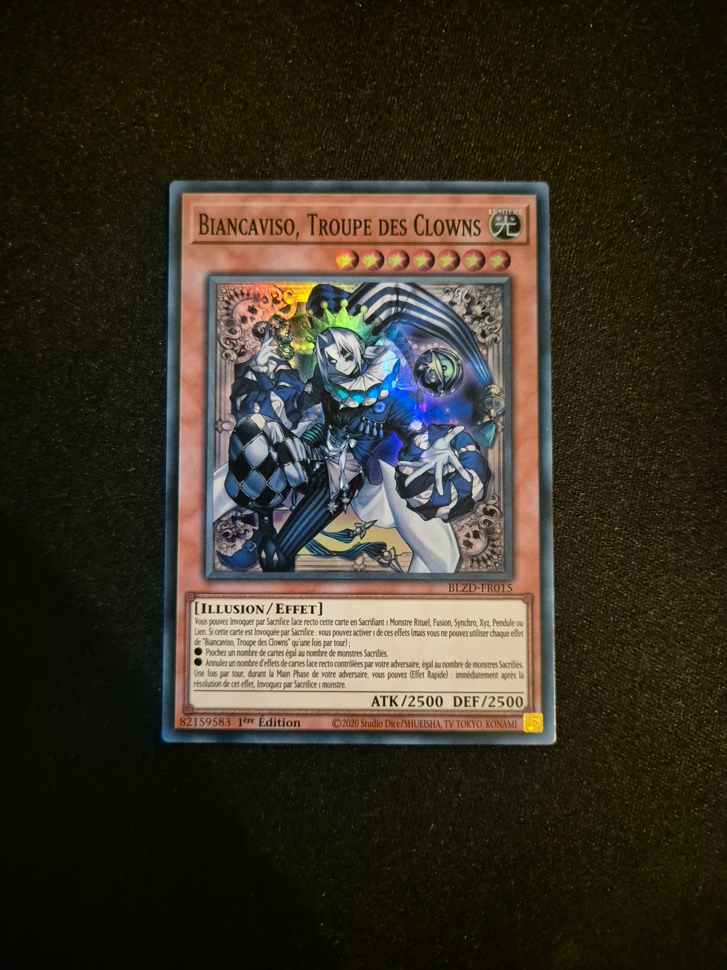 Carte Yu-Gi-Oh! Biancaviso Troupe des Clowns Super Rare BLZD-FR015
