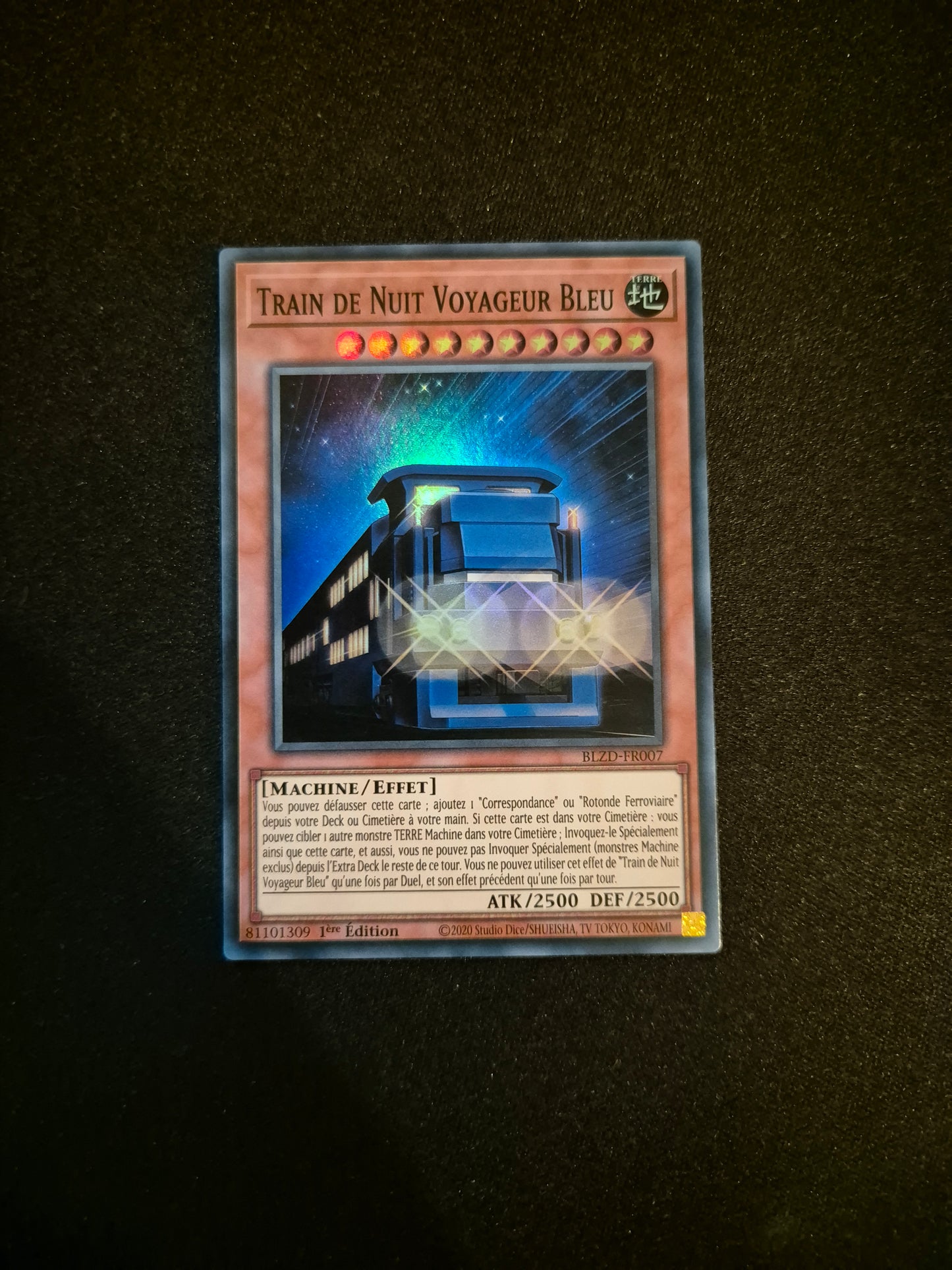 Carte Yu-Gi-Oh! Train de Nuit Voyageur Bleu Super Rare BLZD-FR007