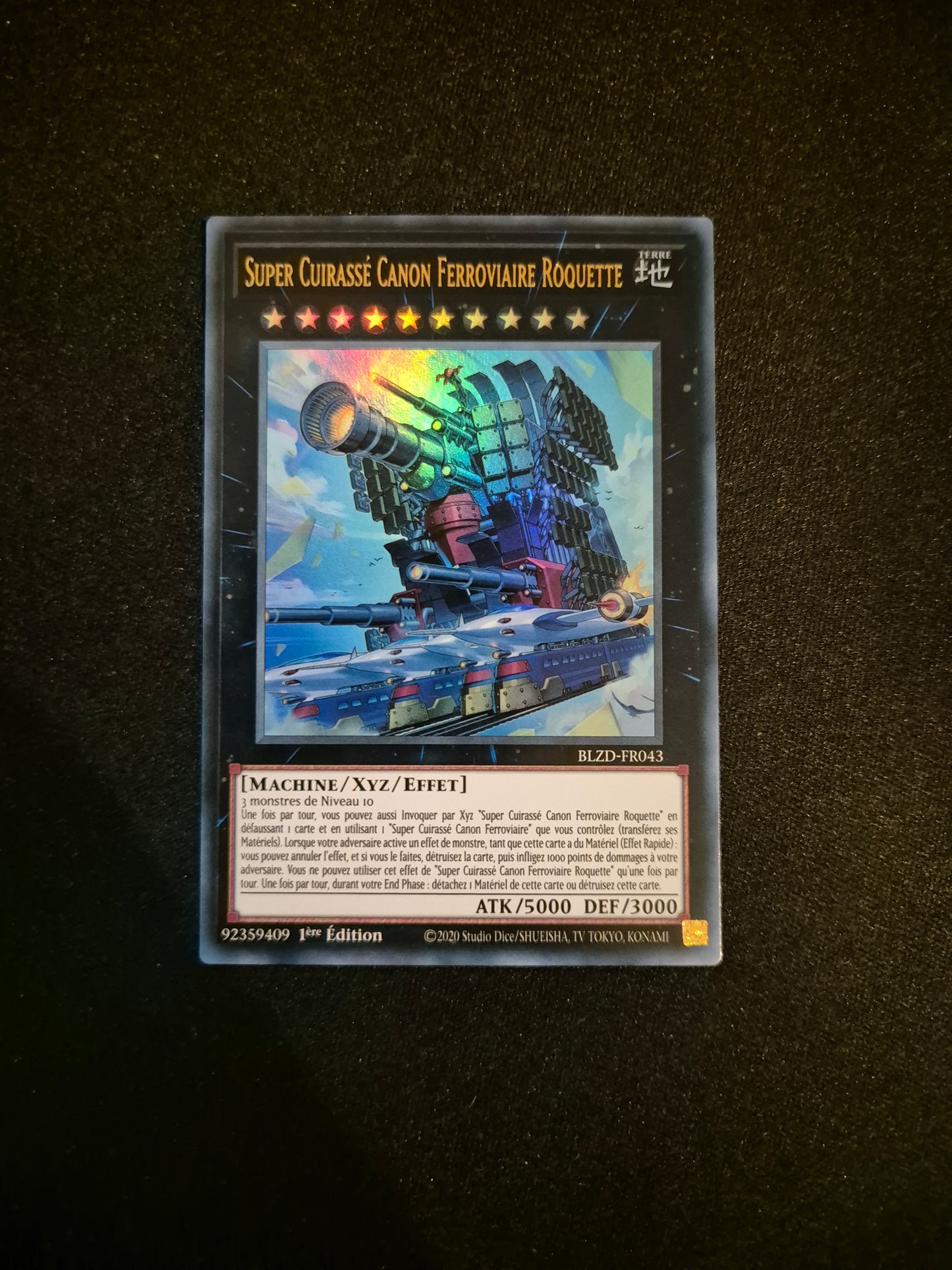 Carte Yu-Gi-Oh! Super Cuirassé Canon Ferroviaire Roquette Ultra Rare BLZD-FR043