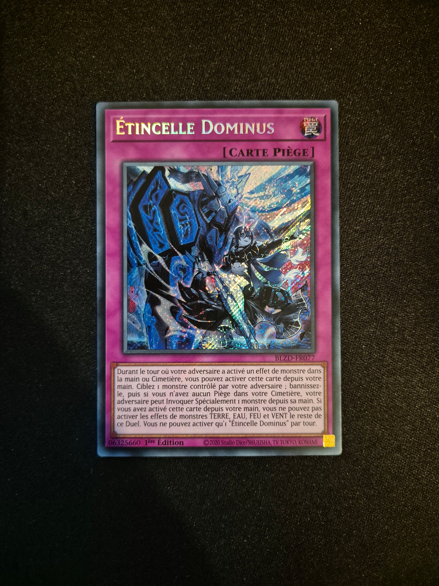 Carte Yu-Gi-Oh! Etincelle Dominus Secret Rare BLZD-FR077
