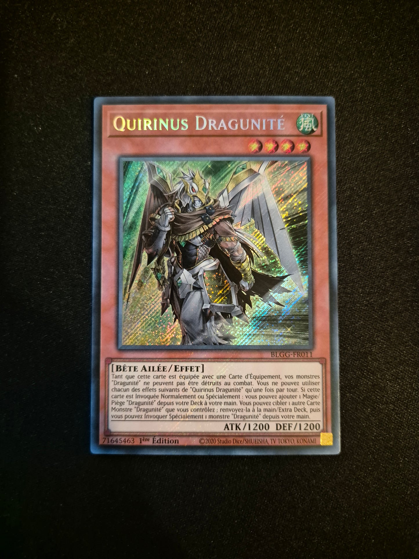 Carte Yu-Gi-Oh! Quirinus Dragunité Secret Rare BLGG-FR011