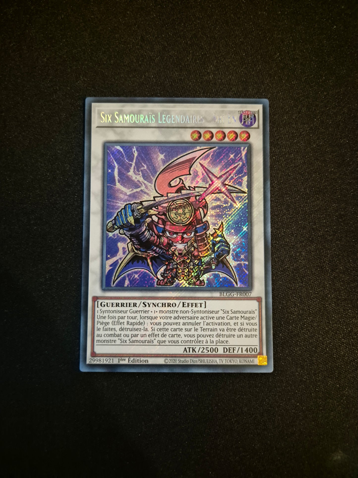 Carte Yu-Gi-Oh! Six Samourais Légendaires Shi En Secret Rare BLGG-FR007