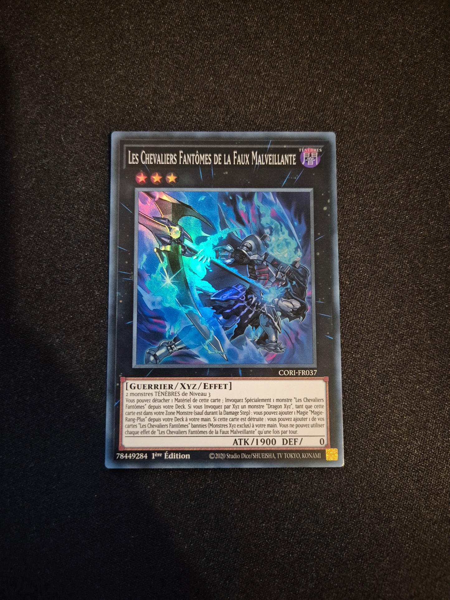Carte Yu-Gi-Oh! Les Chevaliers Fantômes de la Faux Malveillante Super Rare CORI-FR037
