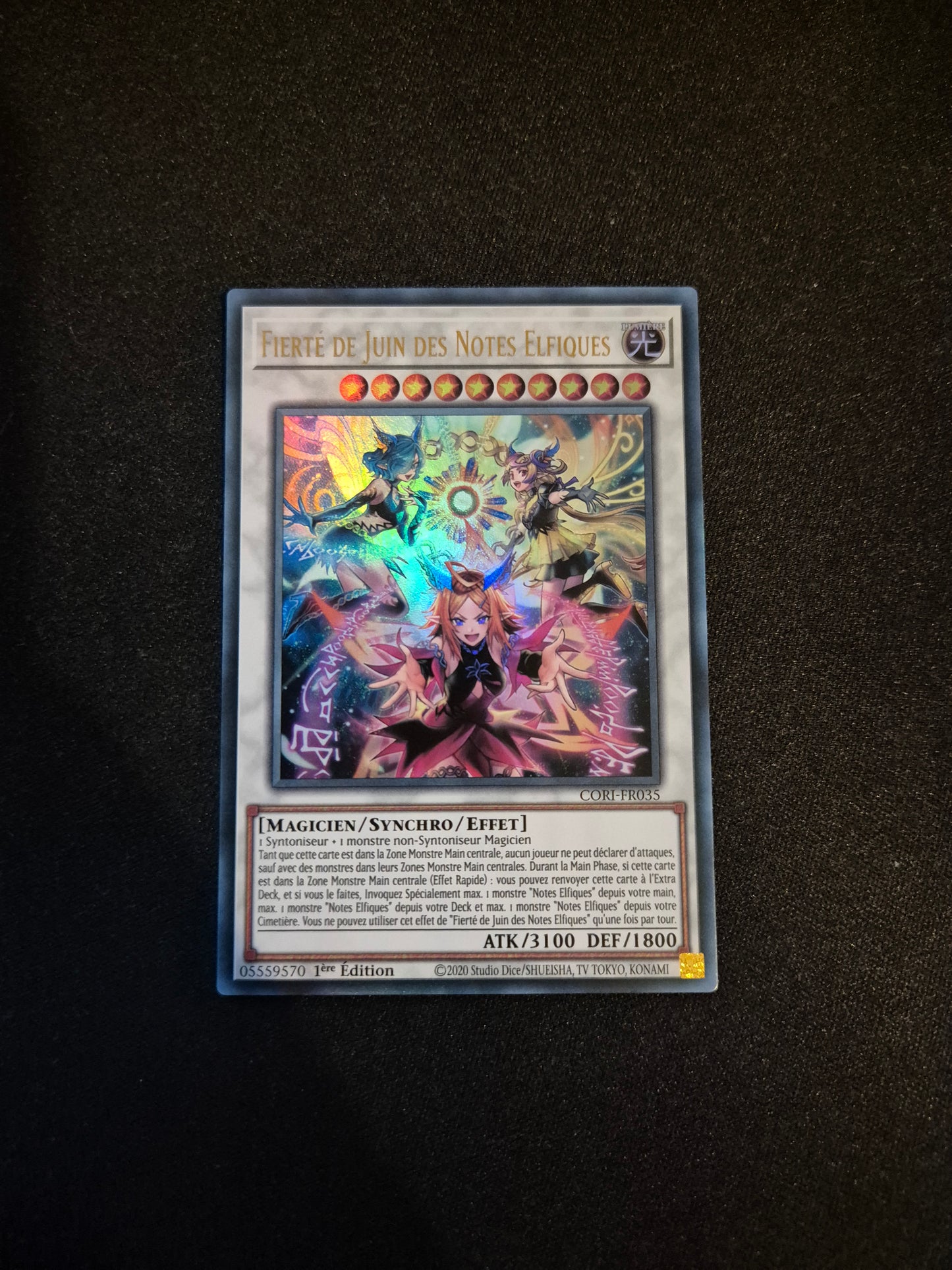 Carte Yu-Gi-Oh! Fierté de Juin des Notes Elfiques Ultra Rare CORI-FR035