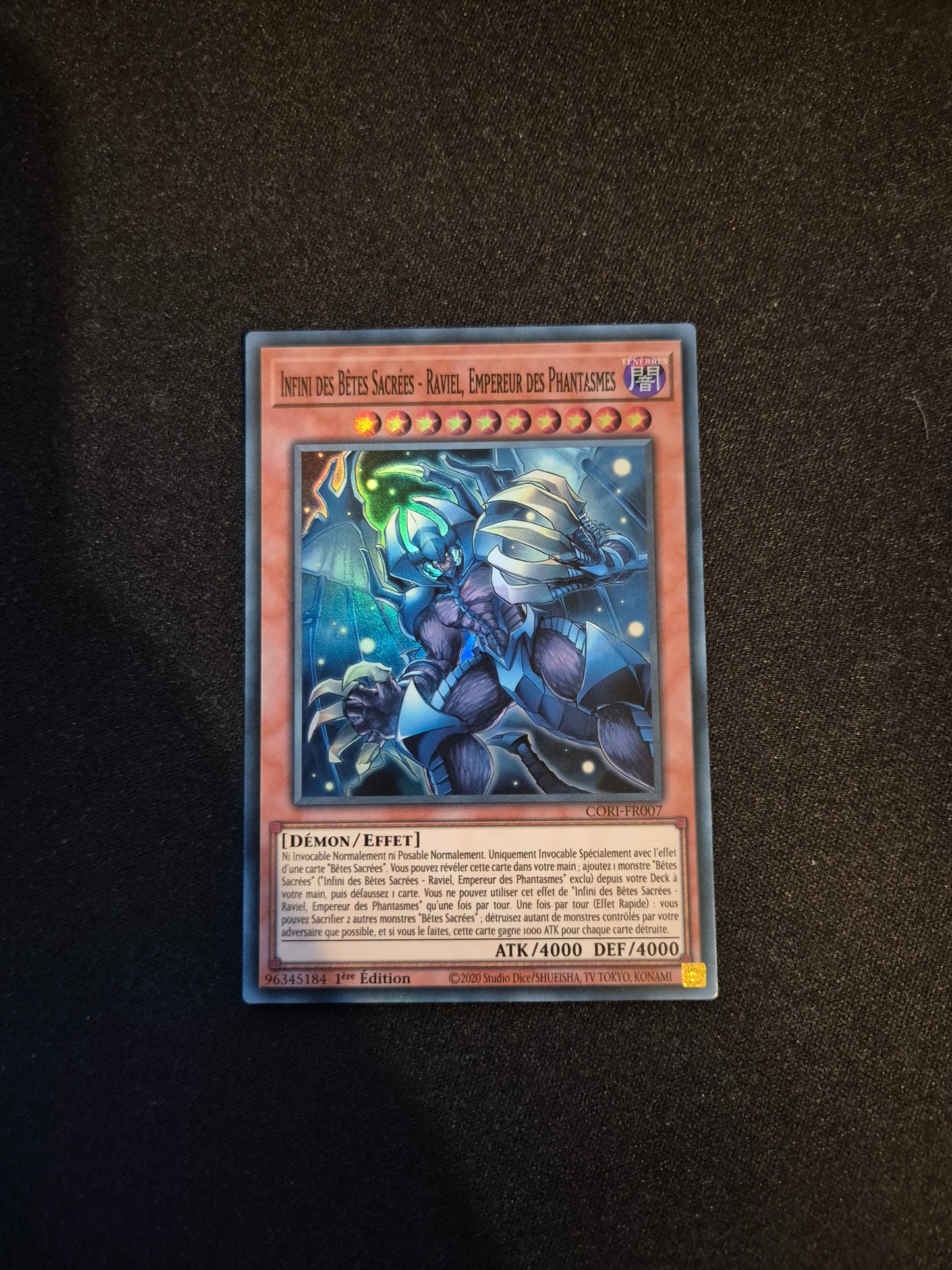 Carte Yu-Gi-Oh! Infini des Bêtes Sacrées Raviel Empereur des Phantasmes Super Rare CORI-FR007