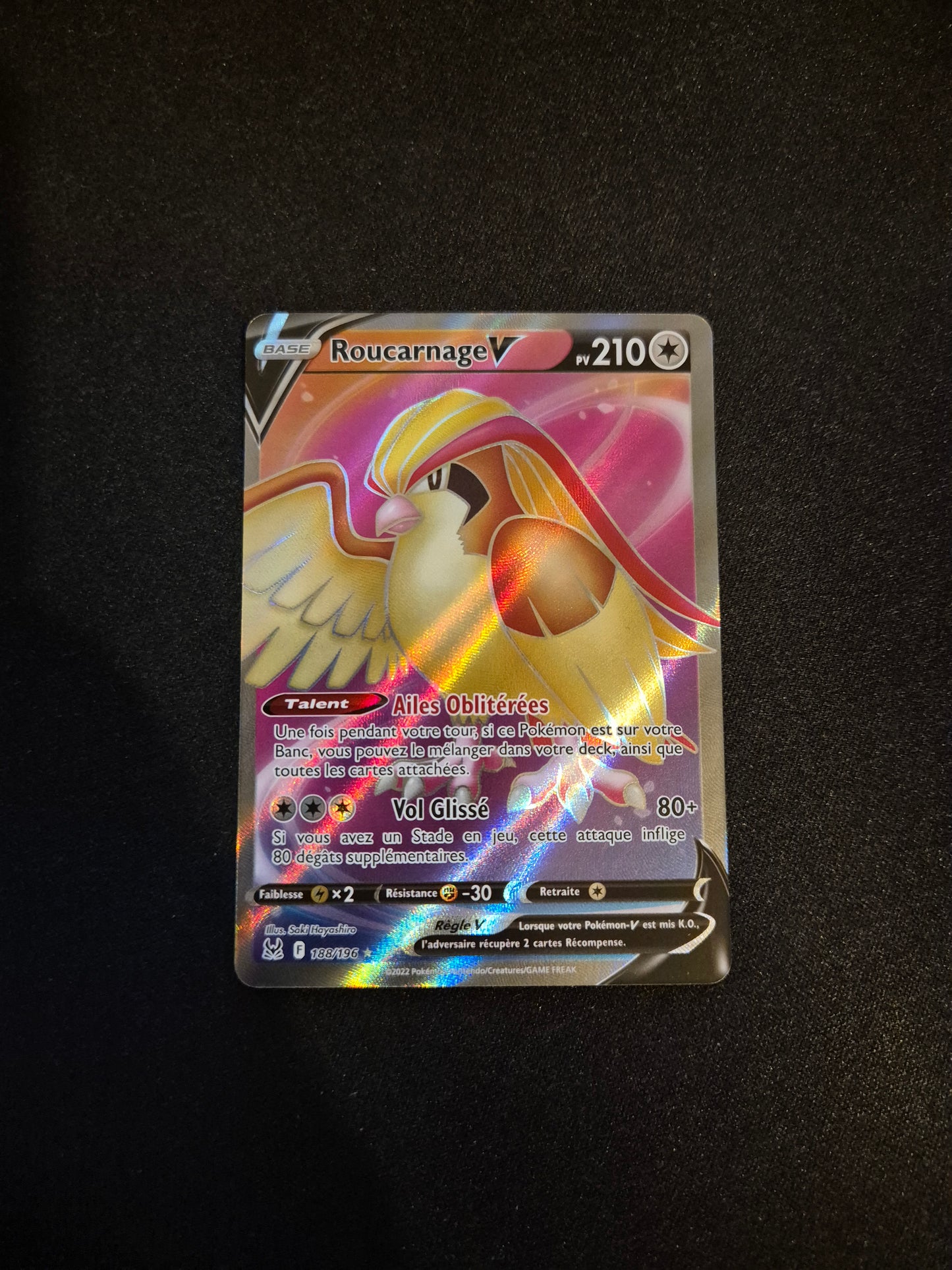 Carte Pokémon Roucarnage V Full Art 188/196 EB11 Origine Perdue
