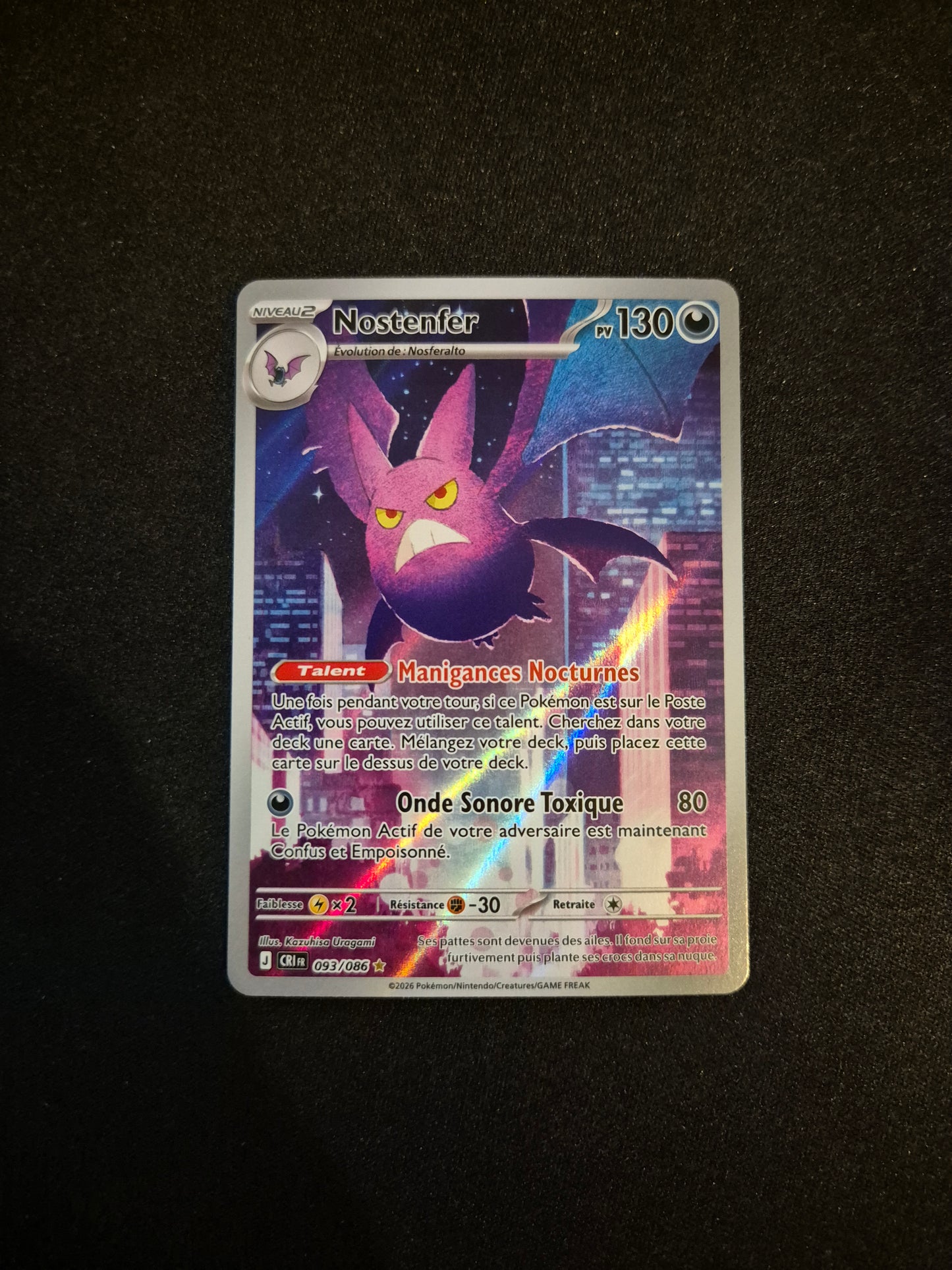 Carte Pokémon Nostenfer Art Rare AR 093/086 ME04 Chaos Ascendant