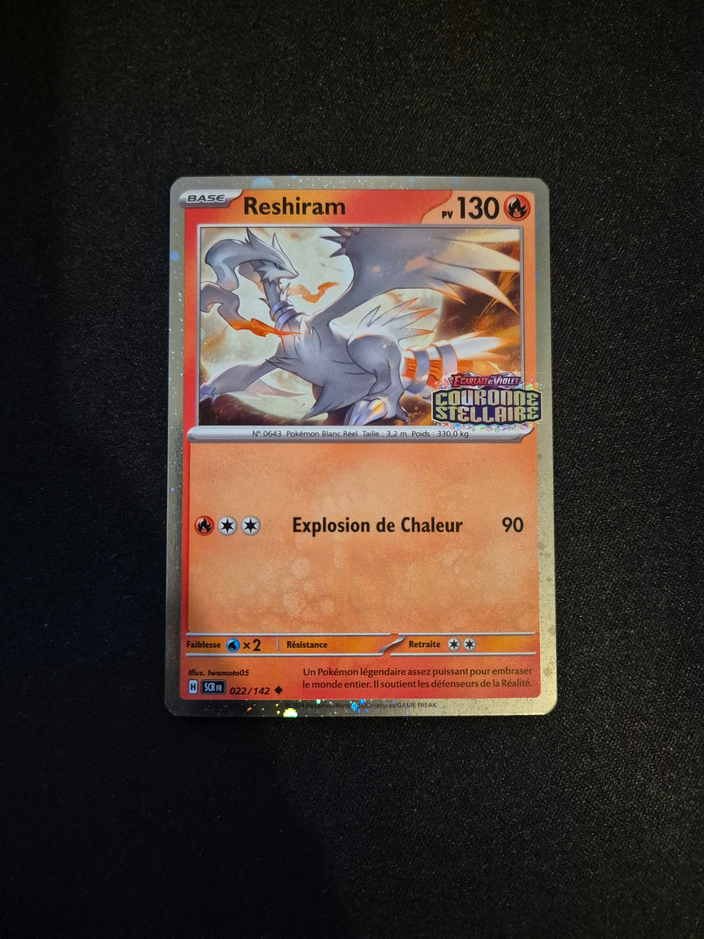 Carte Pokémon Reshiram Promo Stamp 022/142 EV07 Couronne Stellaire