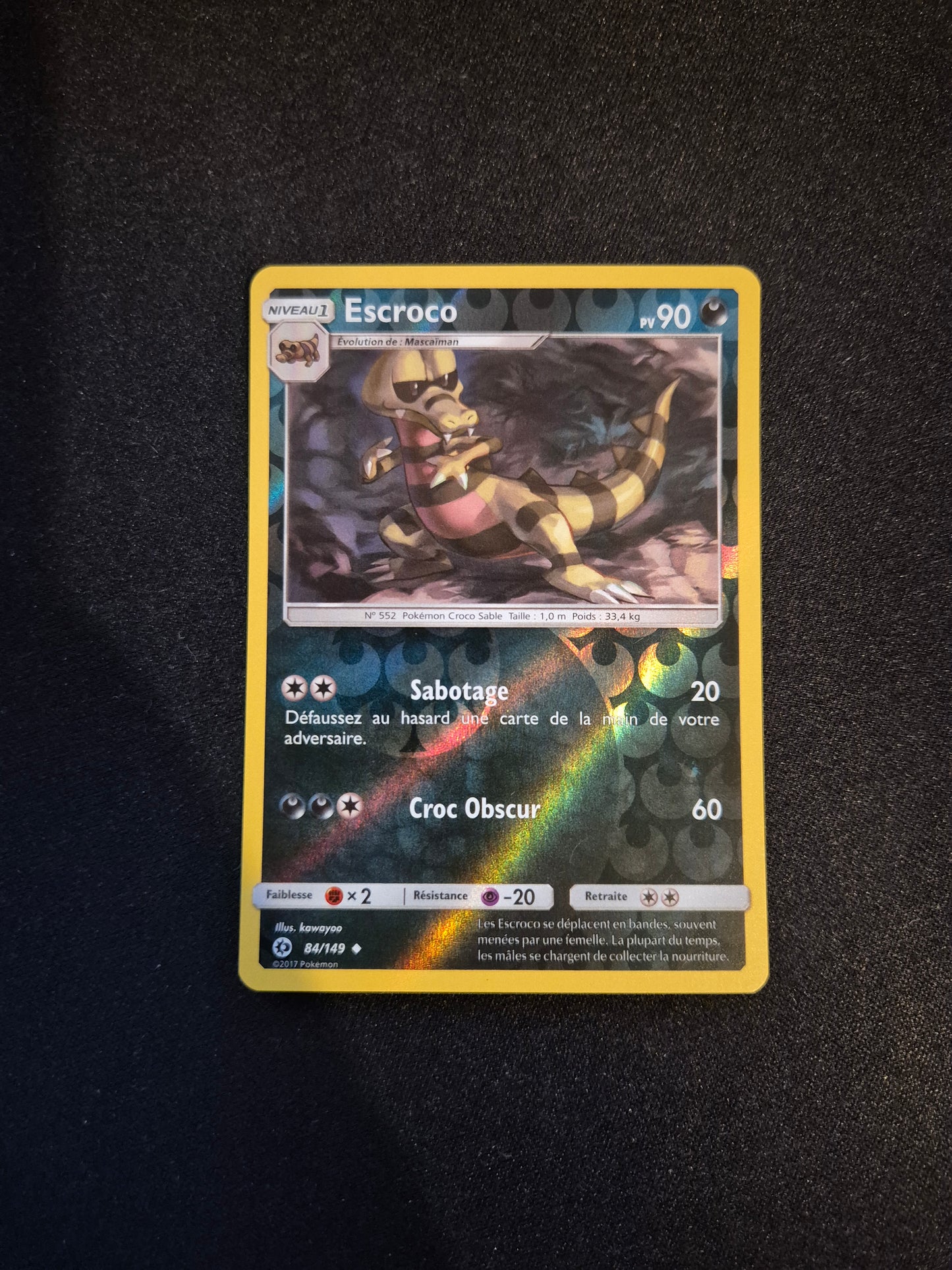 Carte Pokémon Escroco Reverse 84/149 Soleil et Lune