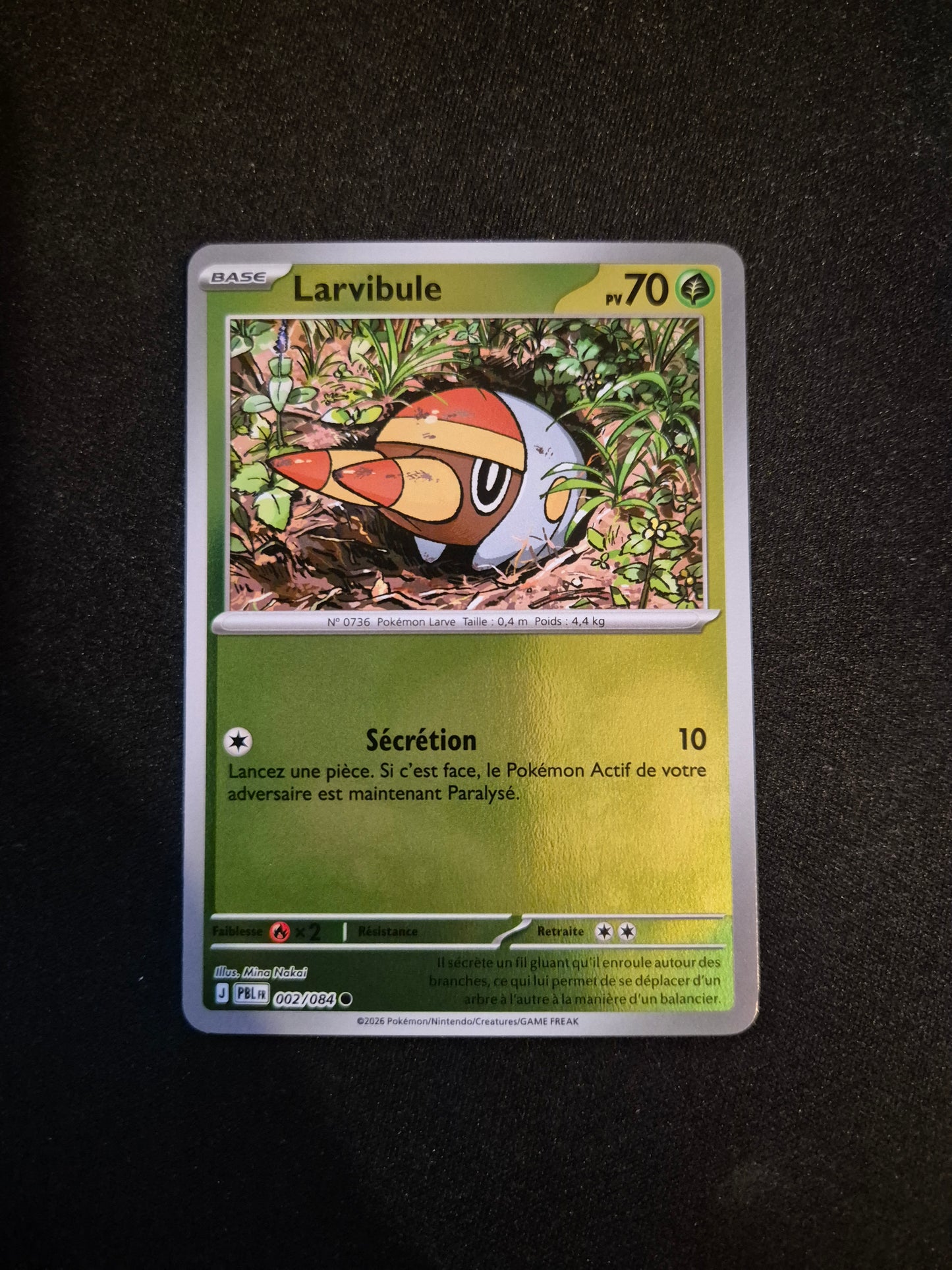 Carte Pokémon Larvibule Reverse 002/084 ME05 Nuit Noire