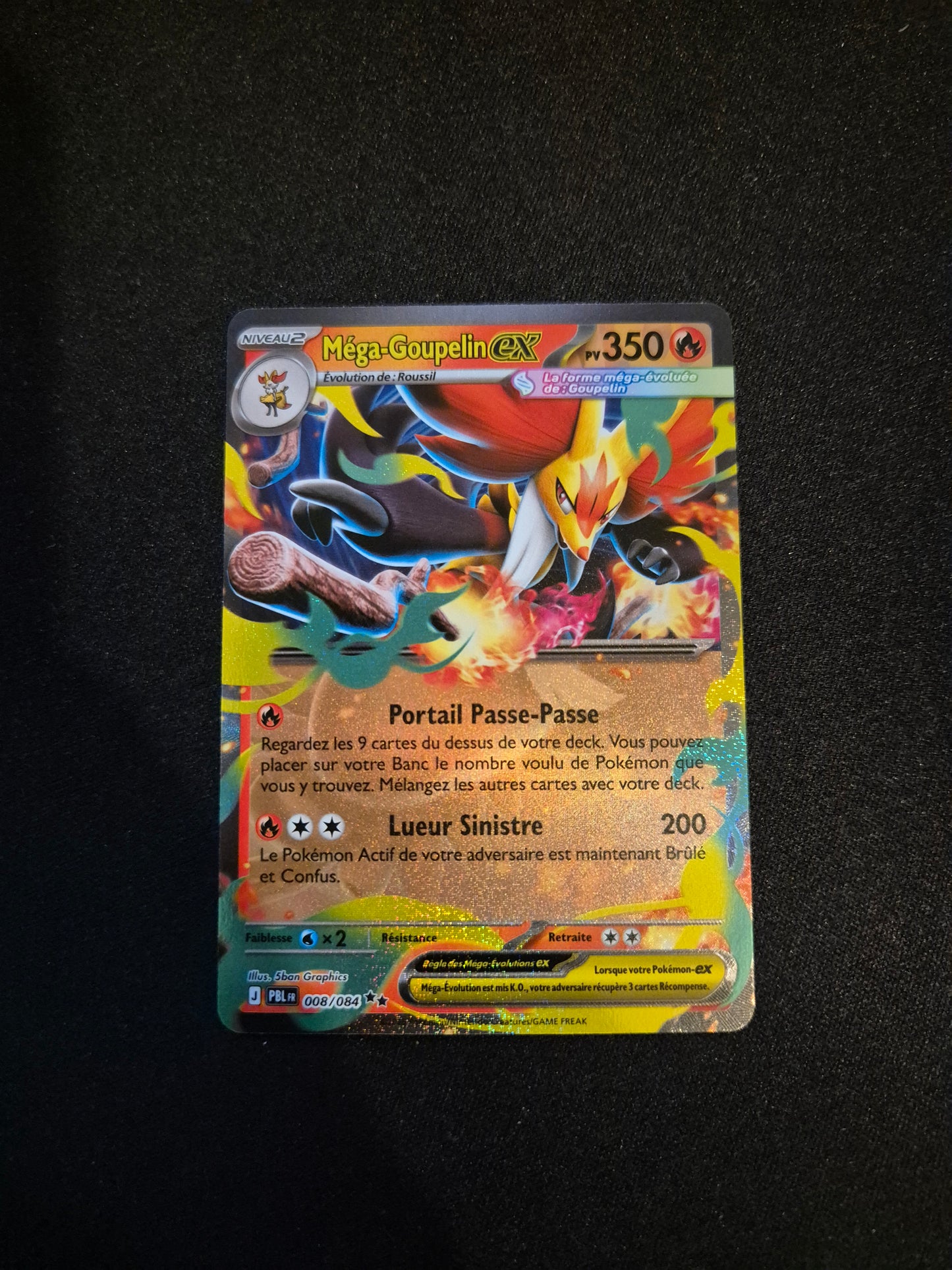 Carte Pokémon Méga-Goupelin Ex 008/084 ME05 Nuit Noire
