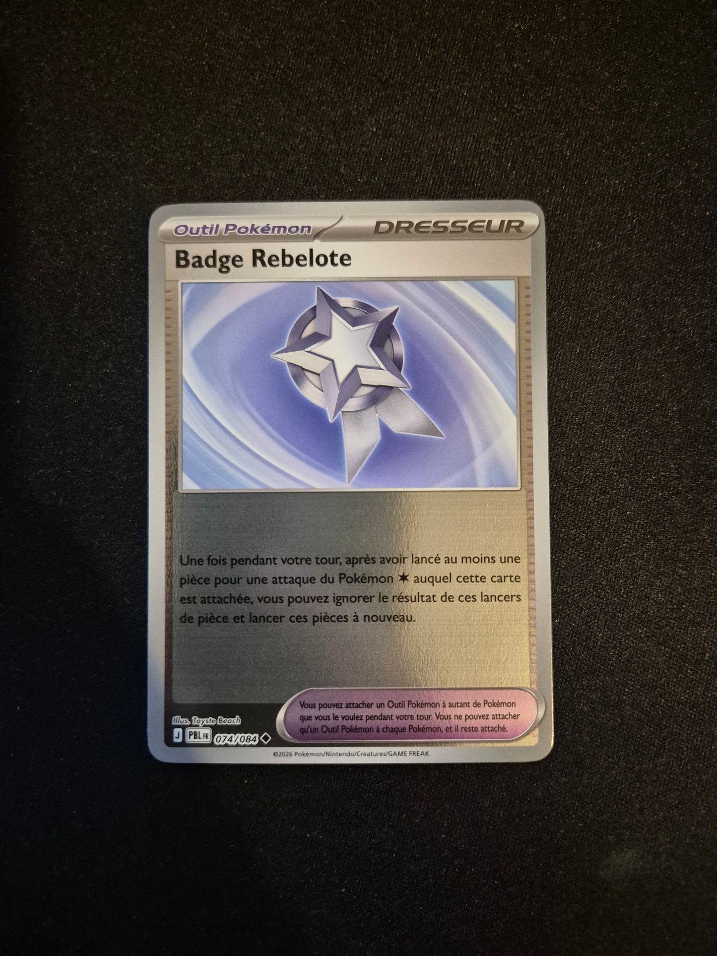 Carte Pokémon Badge Rebelote Reverse 074/084 ME05 Nuit Noire