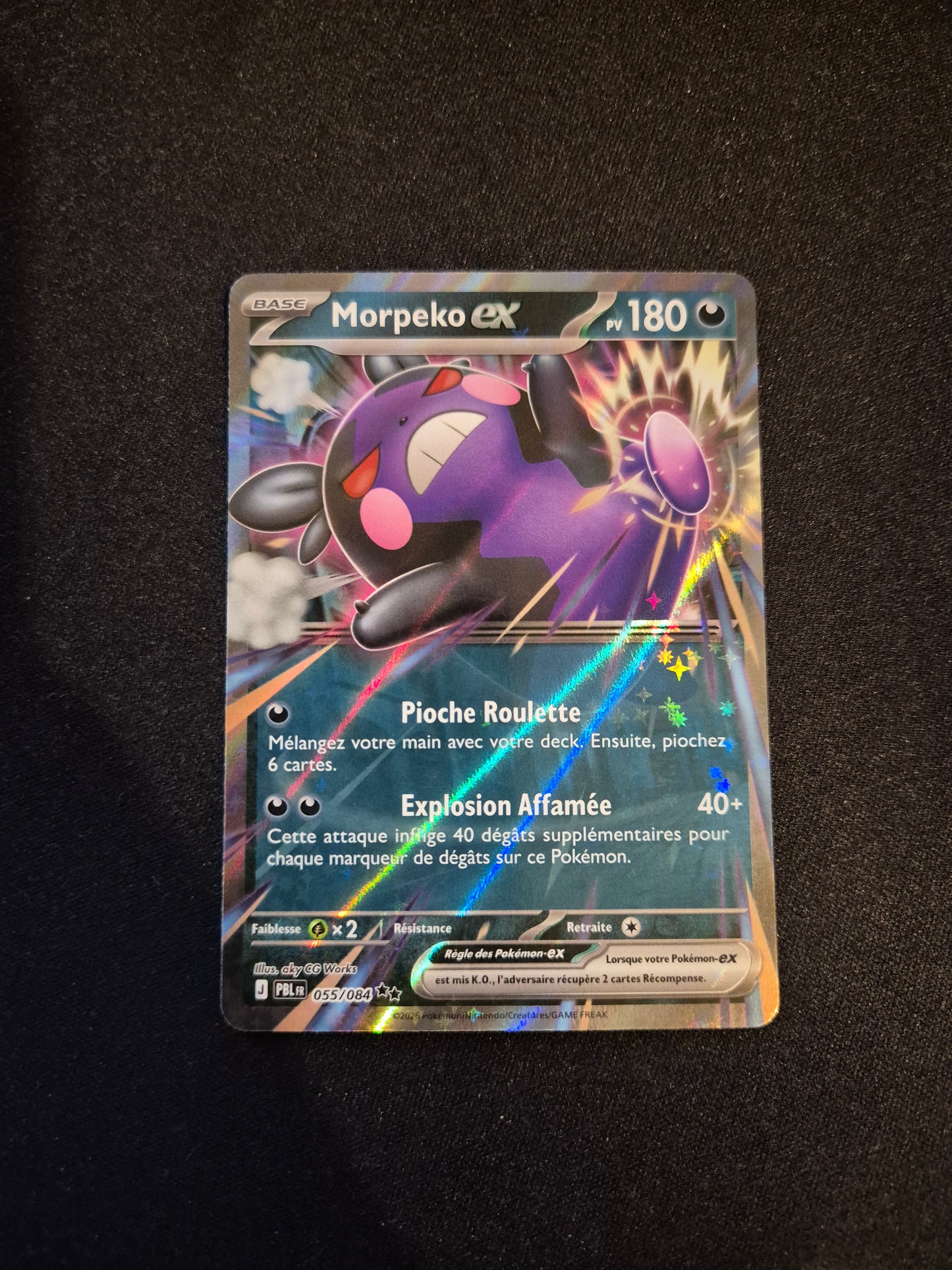 Carte Pokémon Morpeko EX 055/084 ME05 Nuit Noire