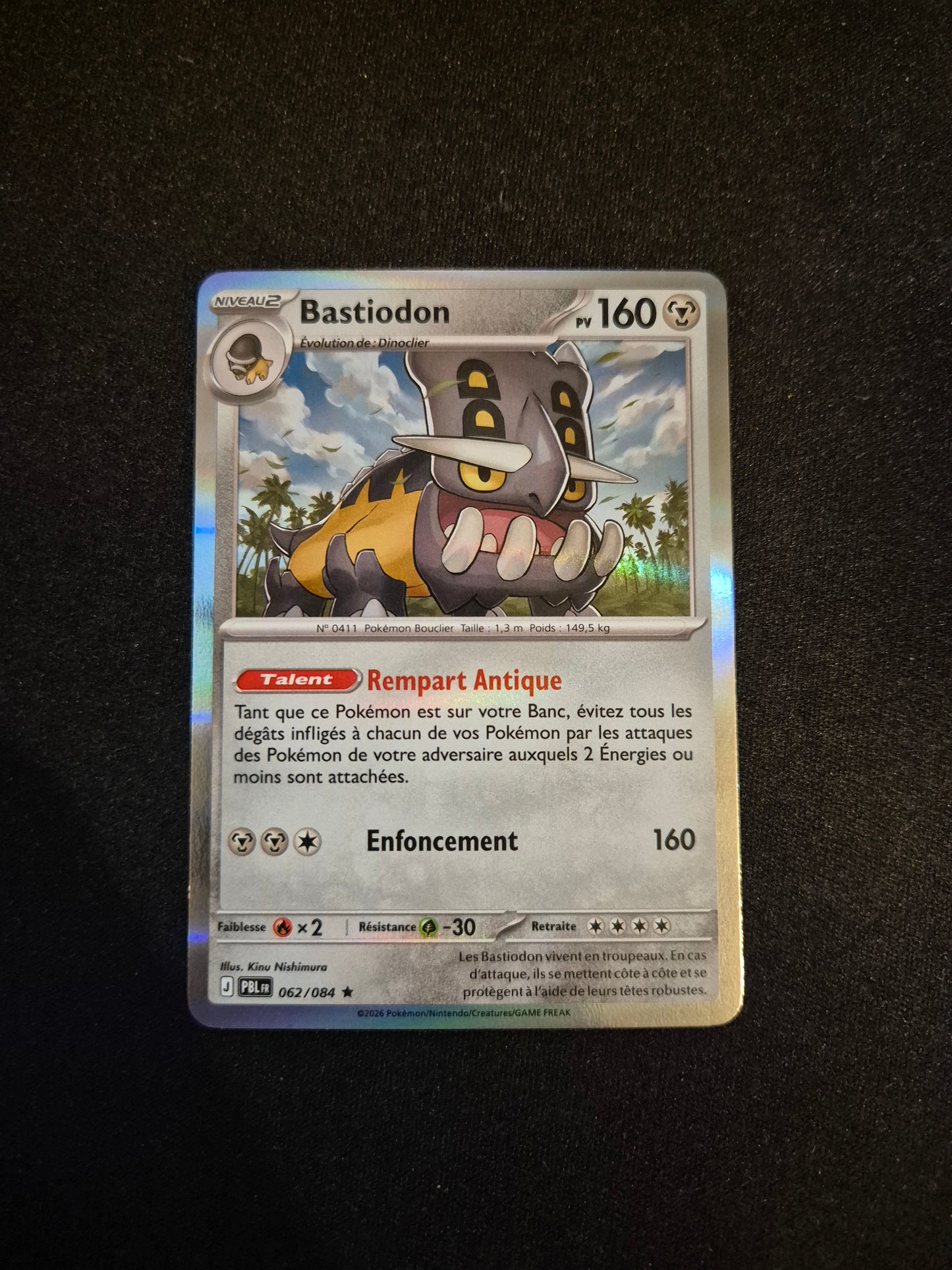 Carte Pokémon Bastiodon Holo 062/084 ME05 Nuit Noire