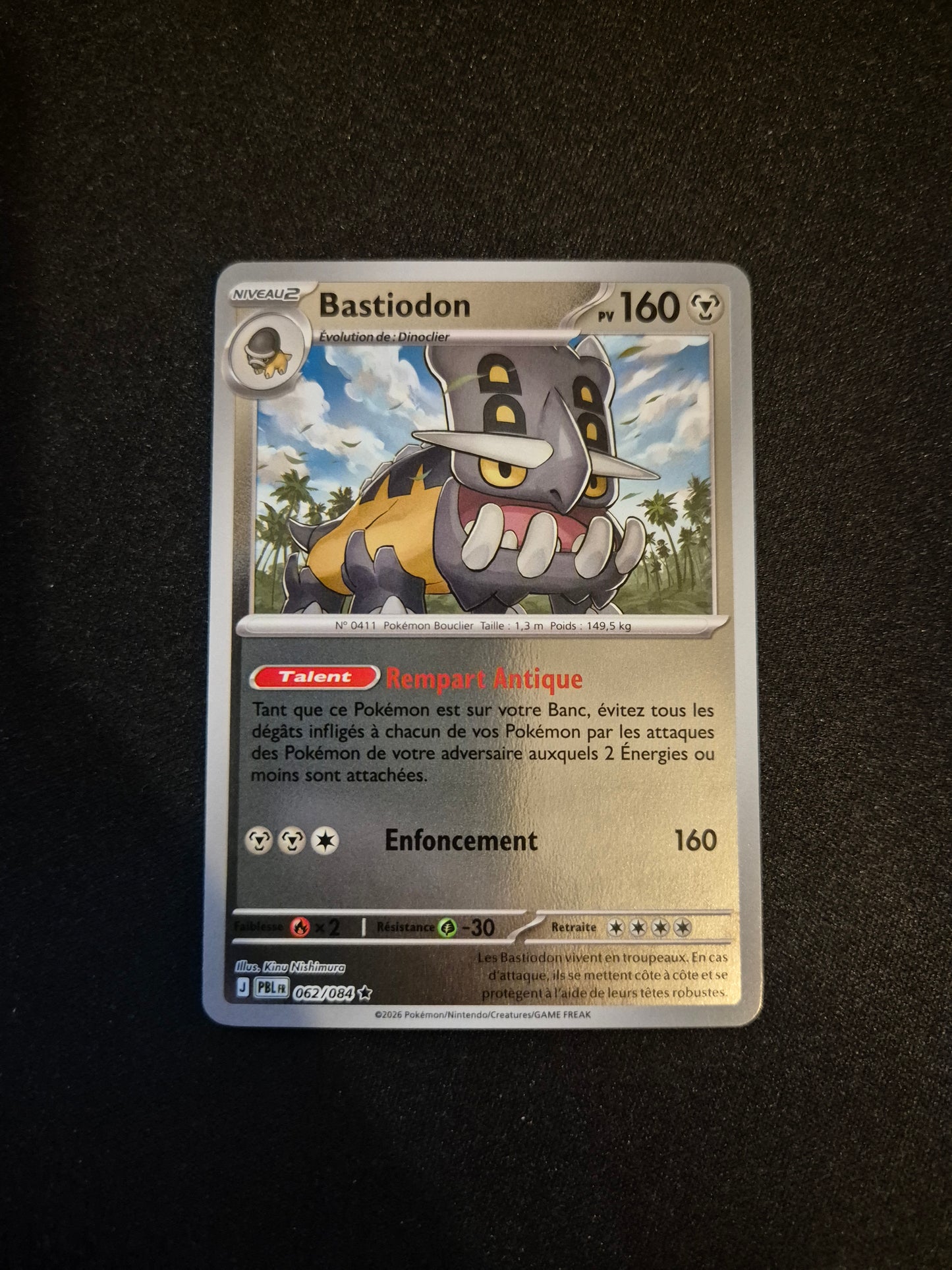 Carte Pokémon Bastiodon Reverse 062/084 ME05 Nuit Noire