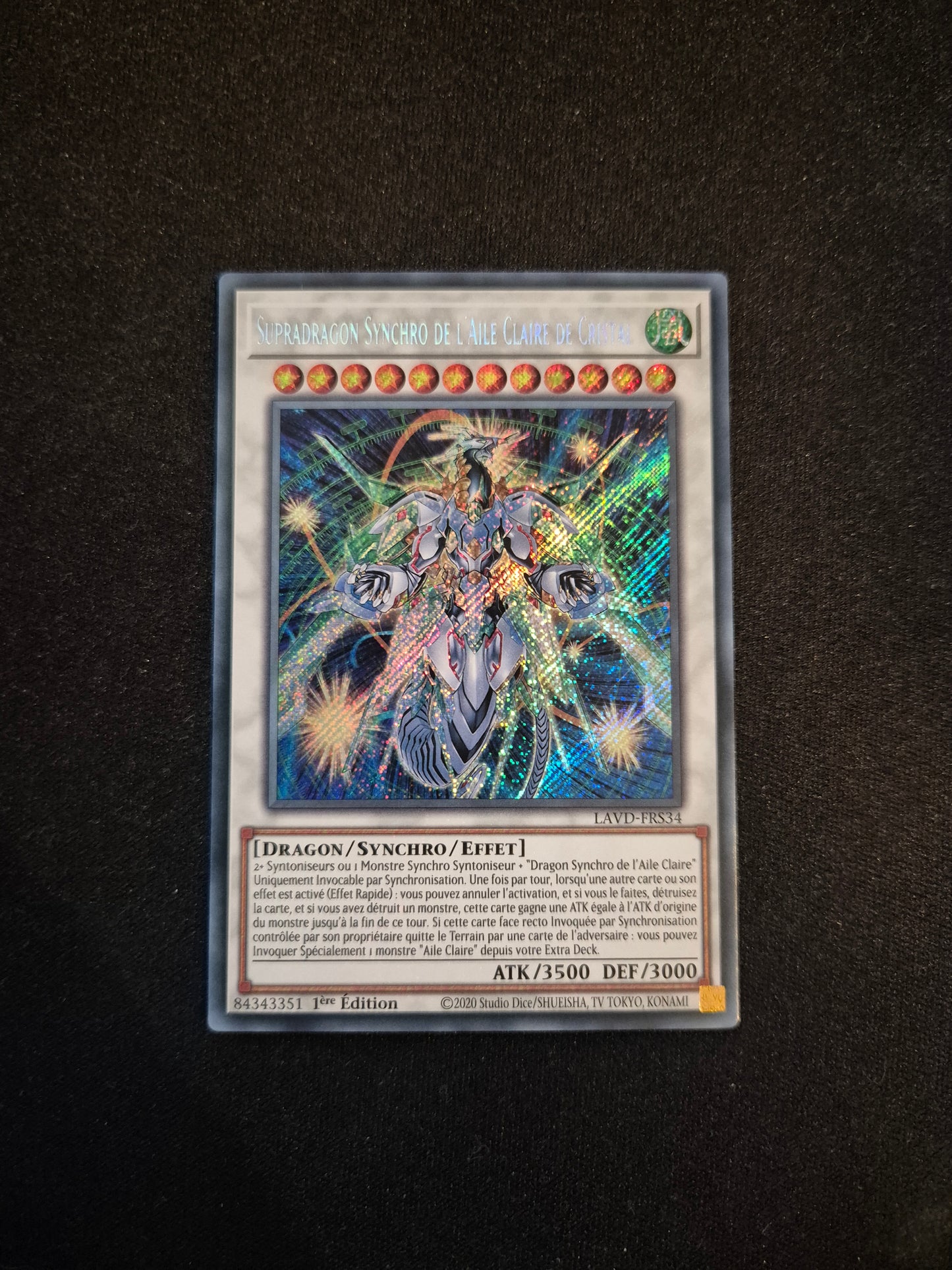 Carte Yu-Gi-Oh! Supradragon Synchro de l'Aile Claire de Cristal Secret Rare LAVD-FRS34