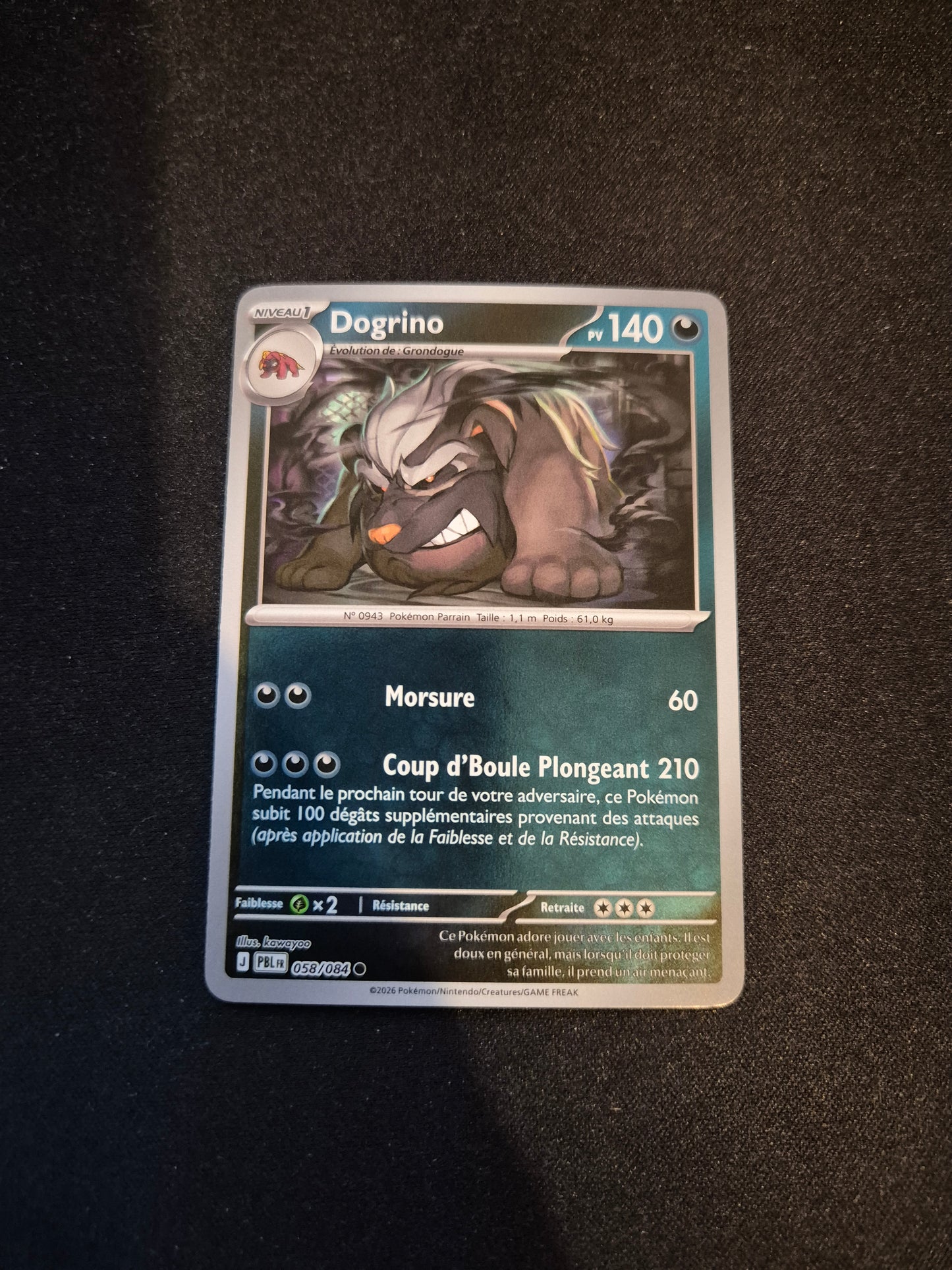 Carte Pokémon Dogrino Reverse 058/084 ME05 Nuit Noire