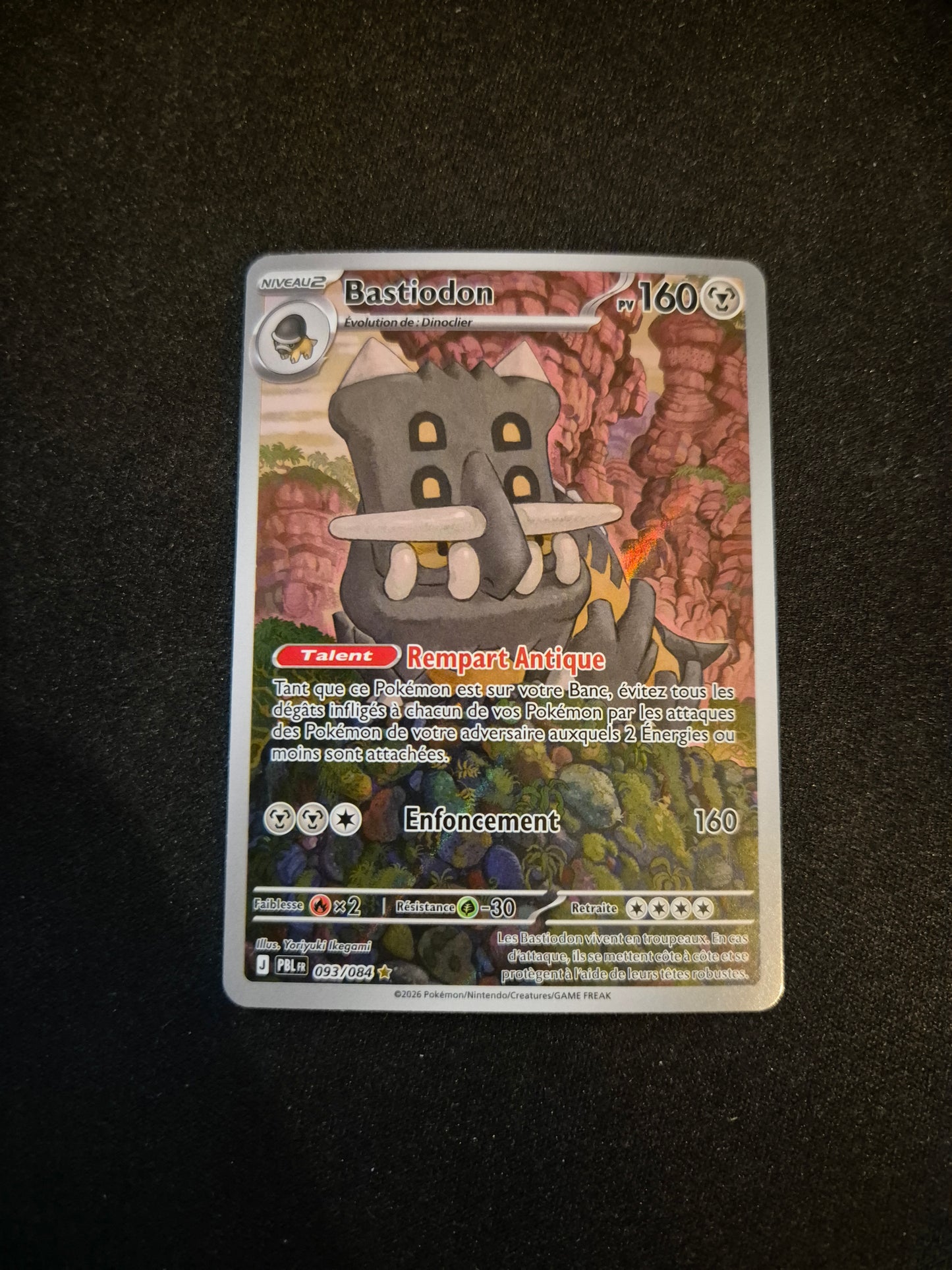 Carte Pokémon Bastiodon Art Rare AR 093/084 ME05 Nuit Noire