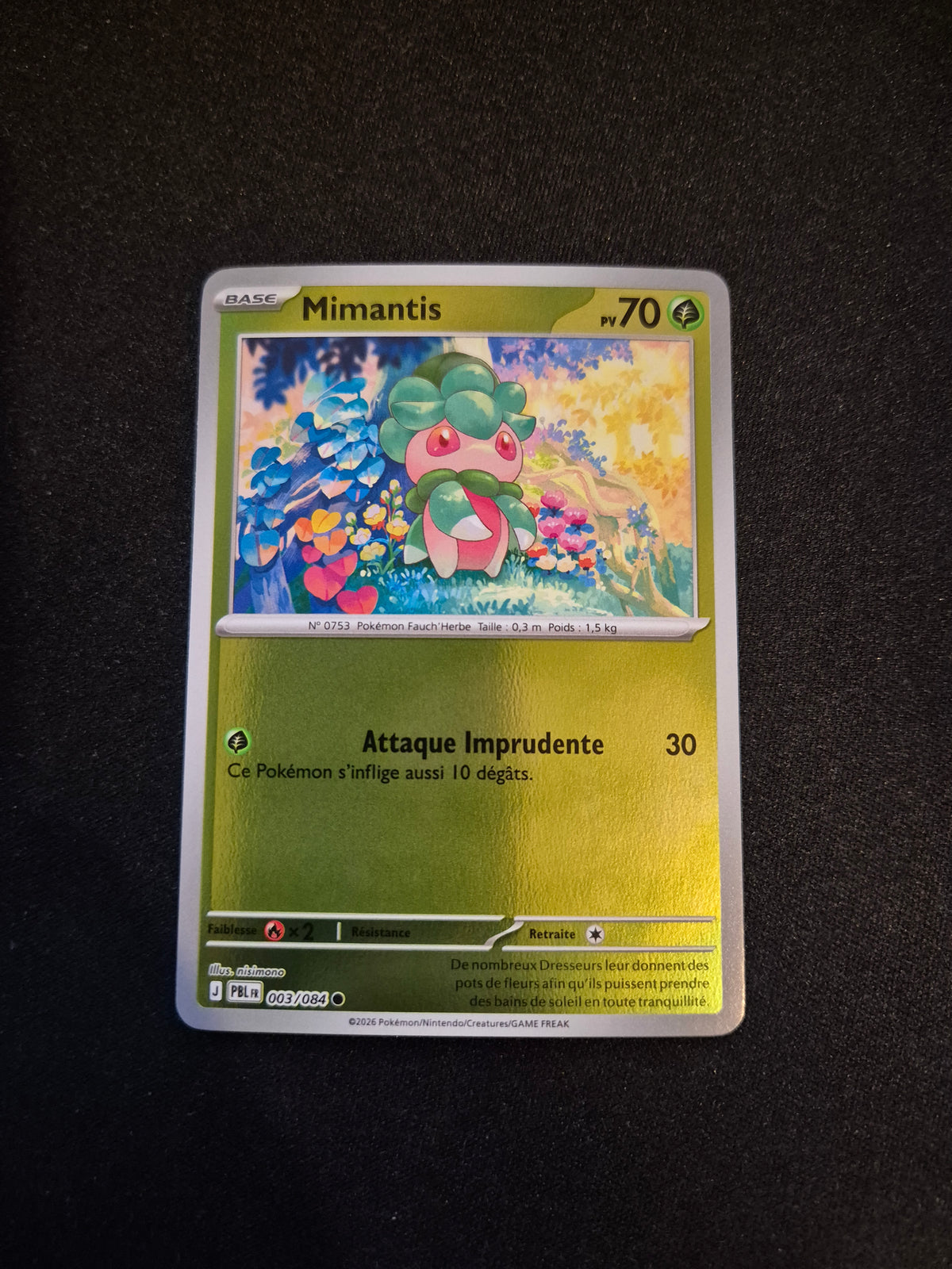 Carte Pokémon Mimantis Reverse 003/084 ME05 Nuit Noire