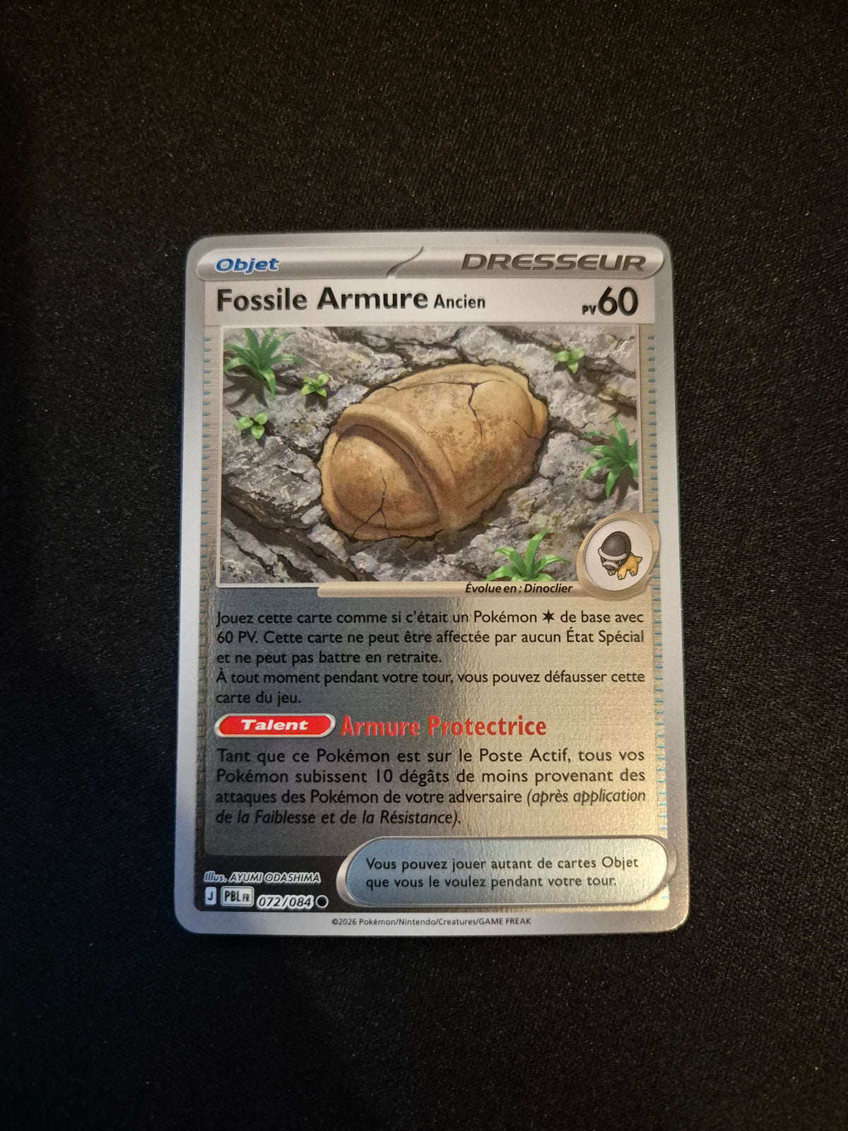 Carte Pokémon Fossile Armure Reverse 072/084 ME05 Nuit Noire