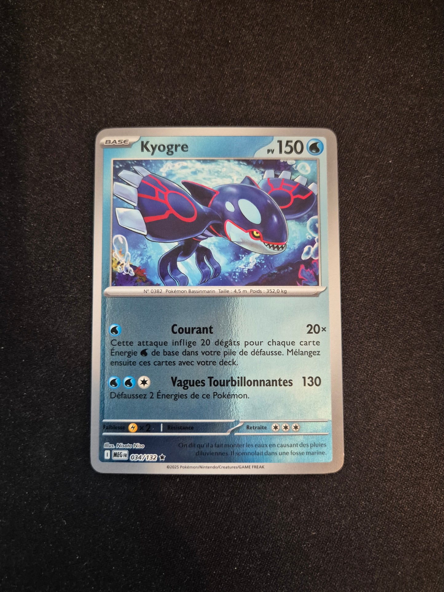 Carte Pokémon Kyogre Reverse 034/132 ME01 Méga-Évolution