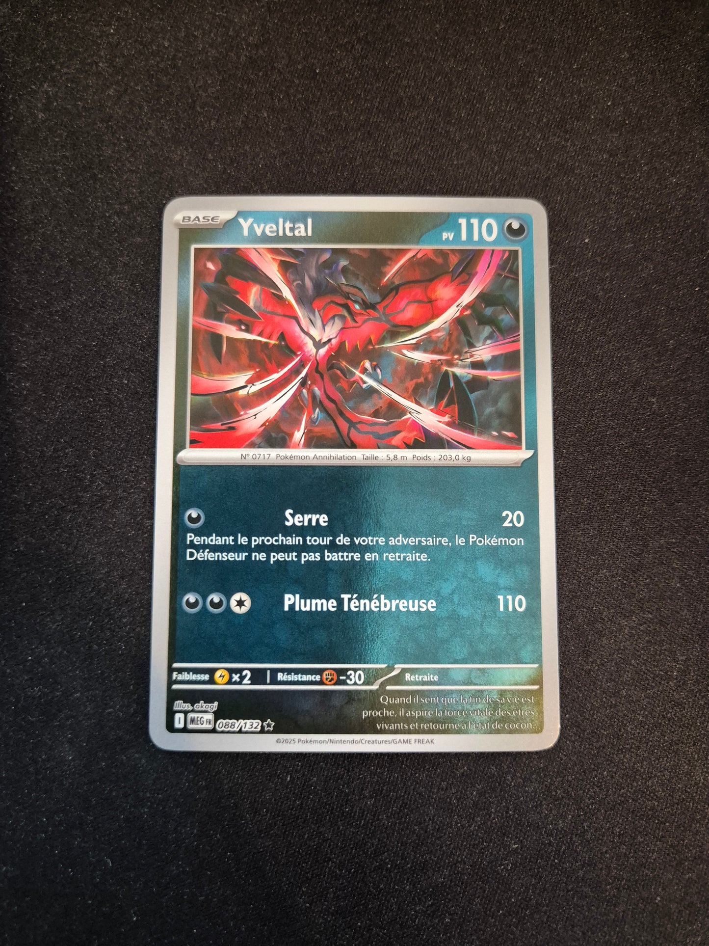 Carte Pokémon Yveltal Reverse 088/132 ME01 Méga-Évolution