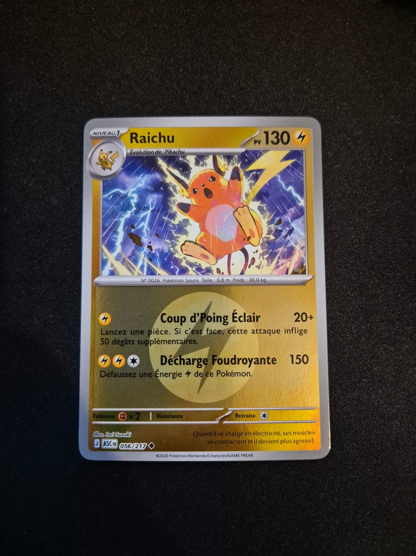 Carte Pokémon Raichu Reverse Energie 056/217 ME2.5 Héros Transcendants