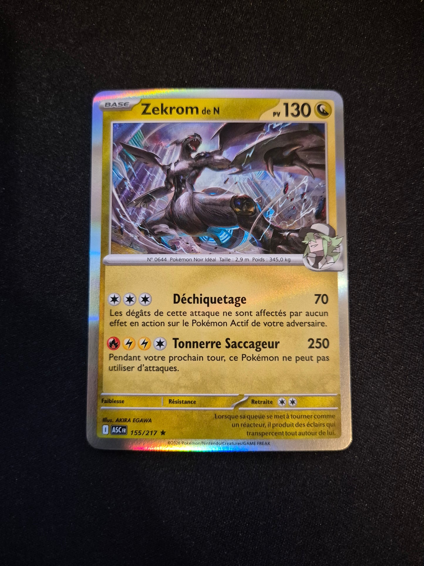 Carte Pokémon Zekrom Holo 155/217 ME2.5 Héros Transcendants