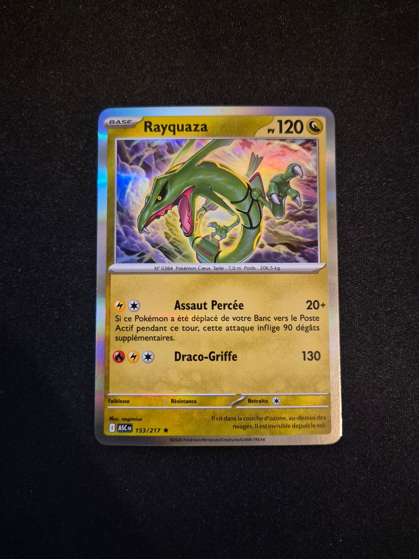 Carte Pokémon Rayquaza Holo 153/217 ME2.5 Héros Transcendants
