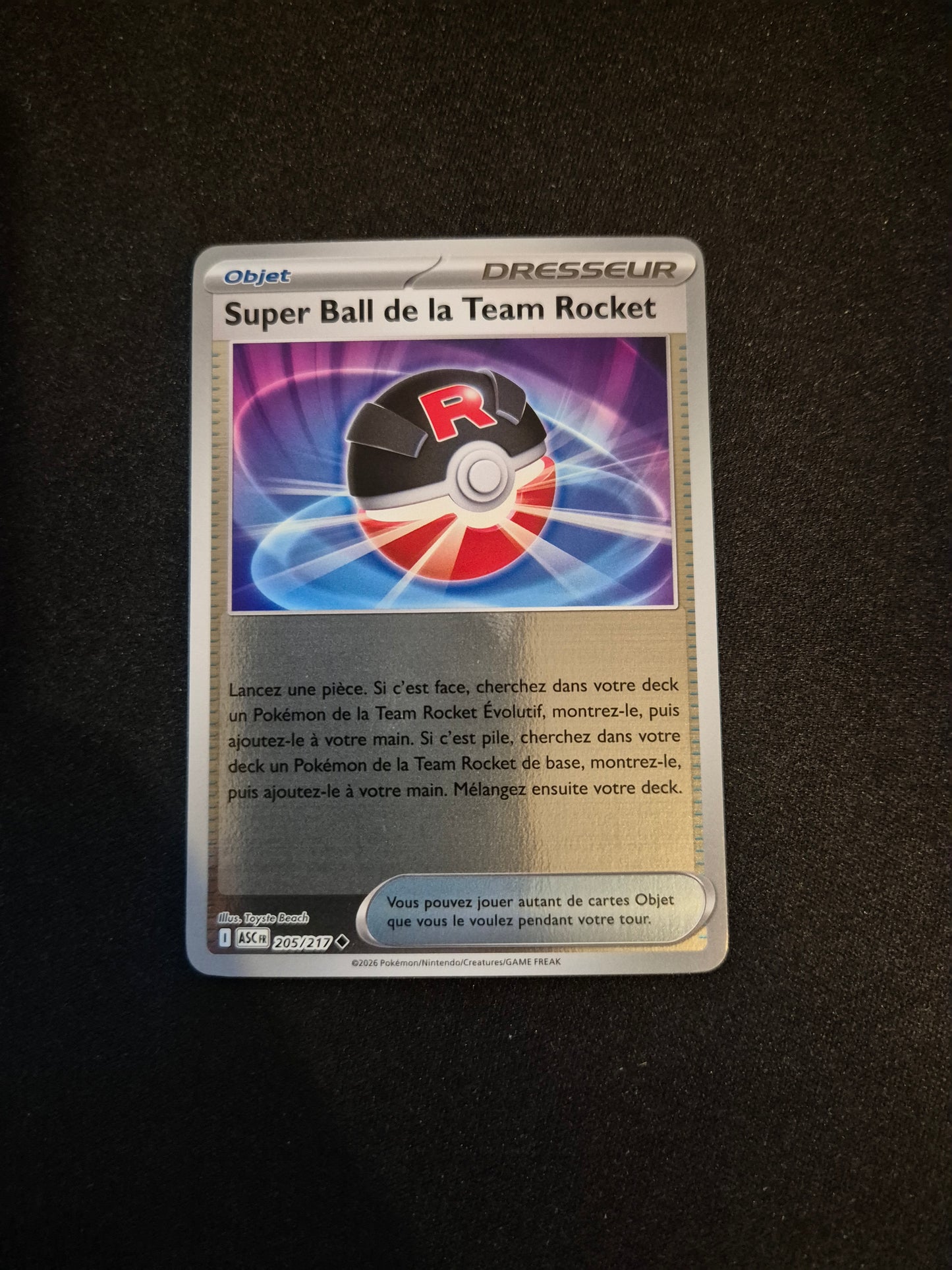 Carte Pokémon Super Ball de la Team Rocket Reverse 205/217 ME2.5 Héros Transcendants