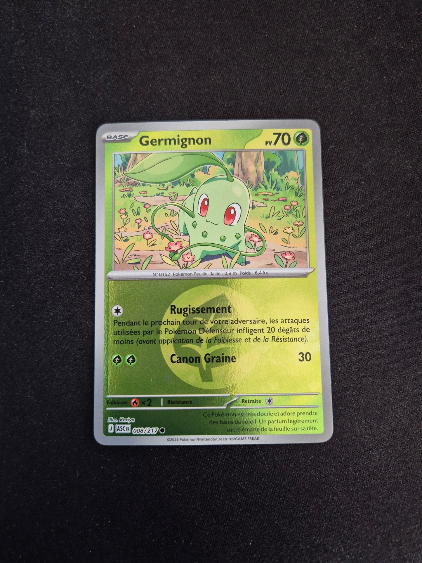 Carte Pokémon Germignon Reverse Energie 008/217 ME2.5 Héros Transcendants