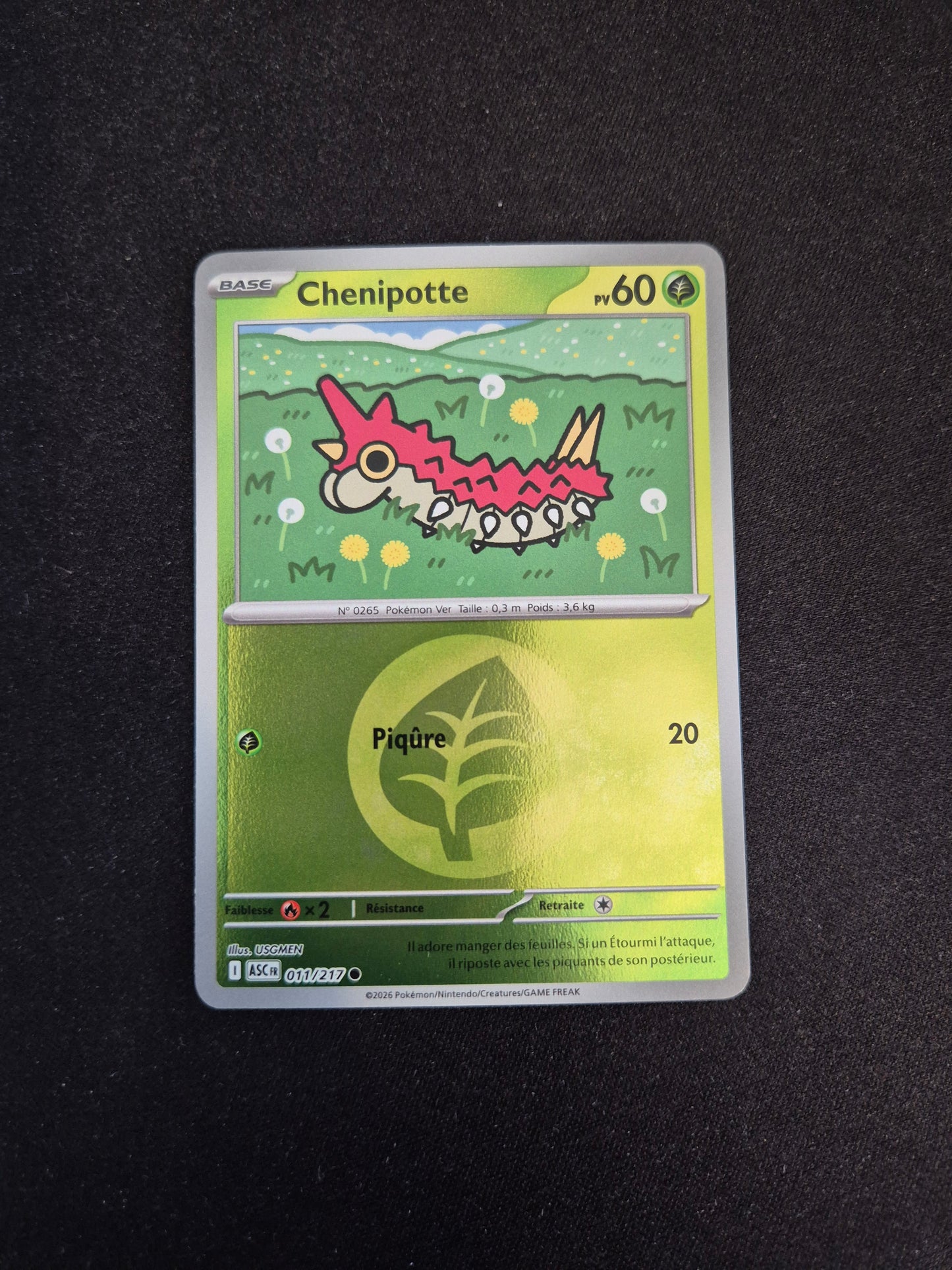 Carte Pokémon Chenipotte Reverse Energie 011/217 ME2.5 Héros Transcendants