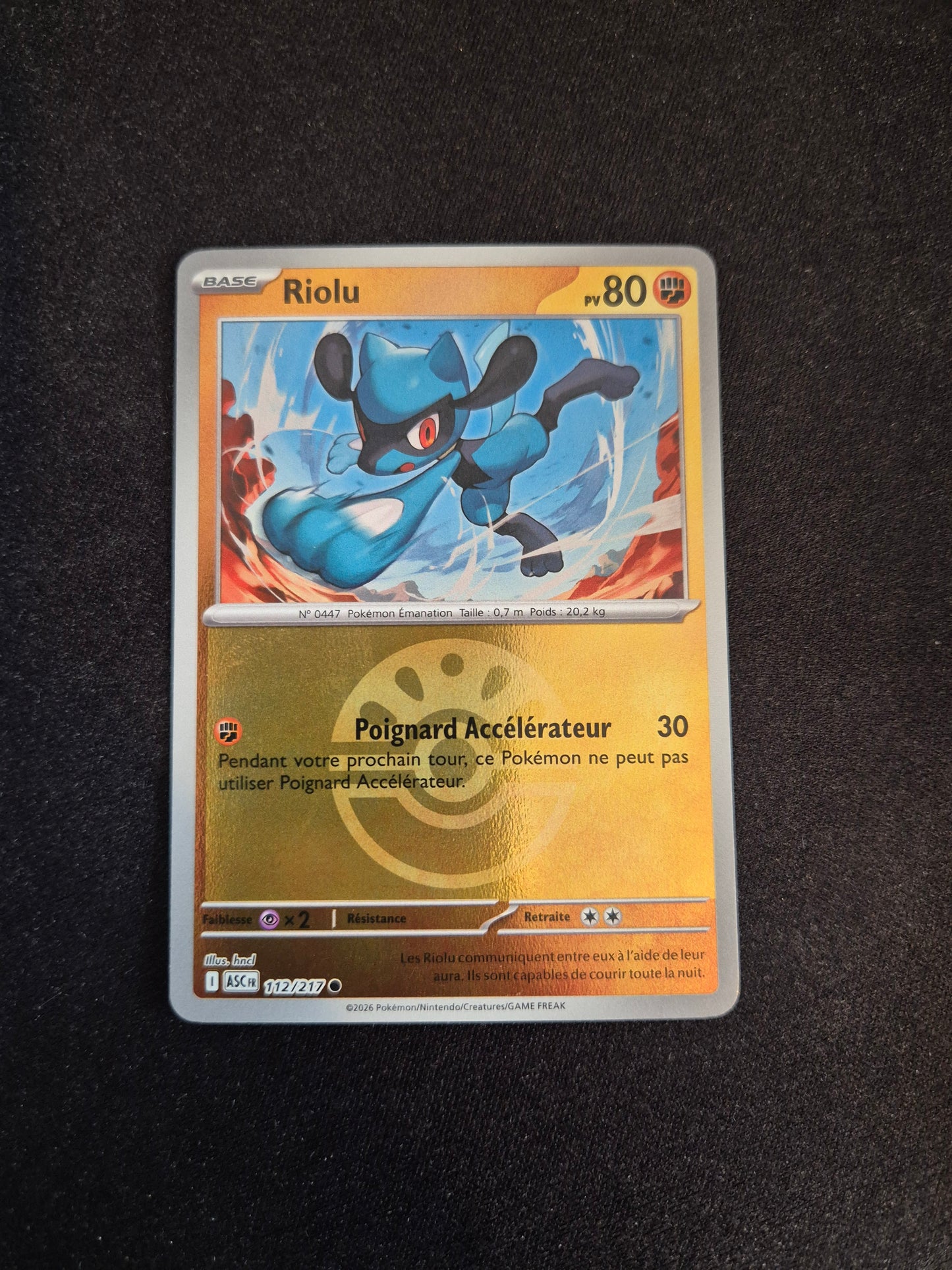 Carte Pokémon Riolu Reverse Pokéball 112/217 ME2.5 Héros Transcendants