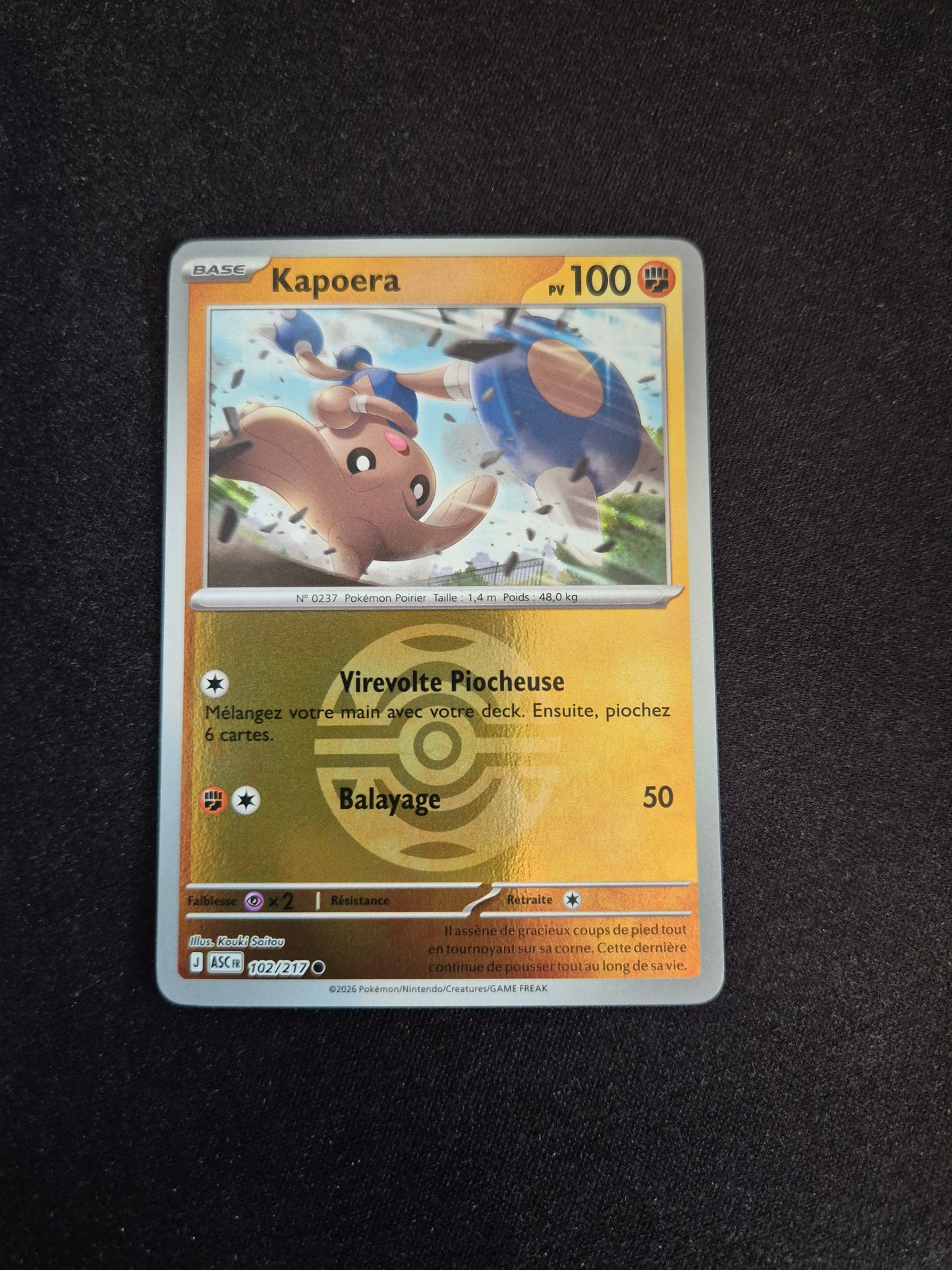 Carte Pokémon Kapoera Reverse Pokéball 102/217 ME2.5 Héros Transcendants