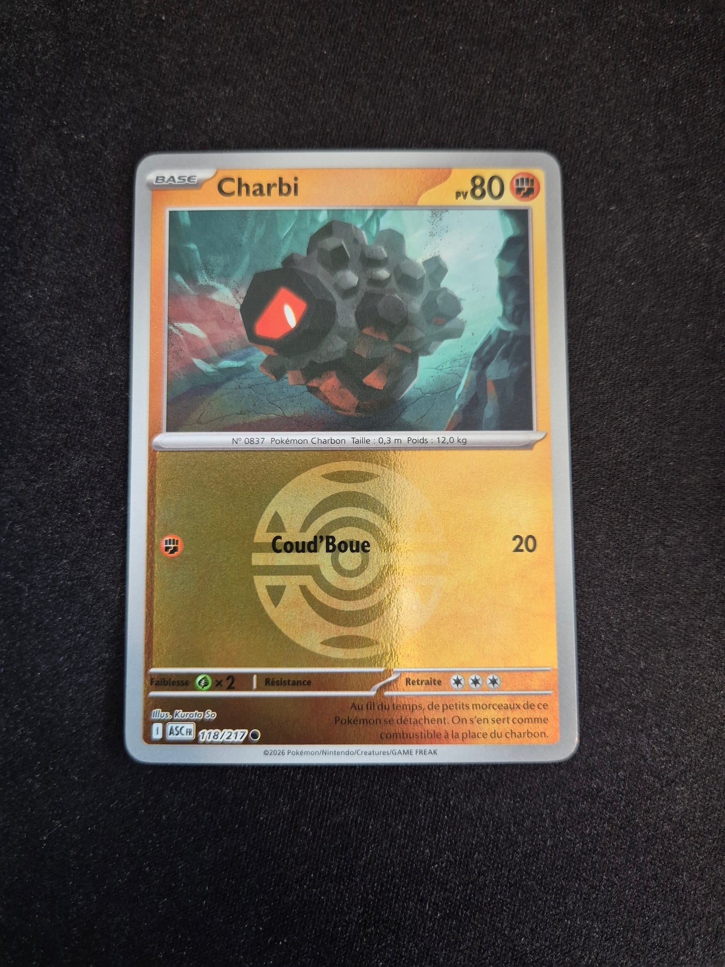 Carte Pokémon Charbi Reverse Pokéball 118/217 ME2.5 Héros Transcendants