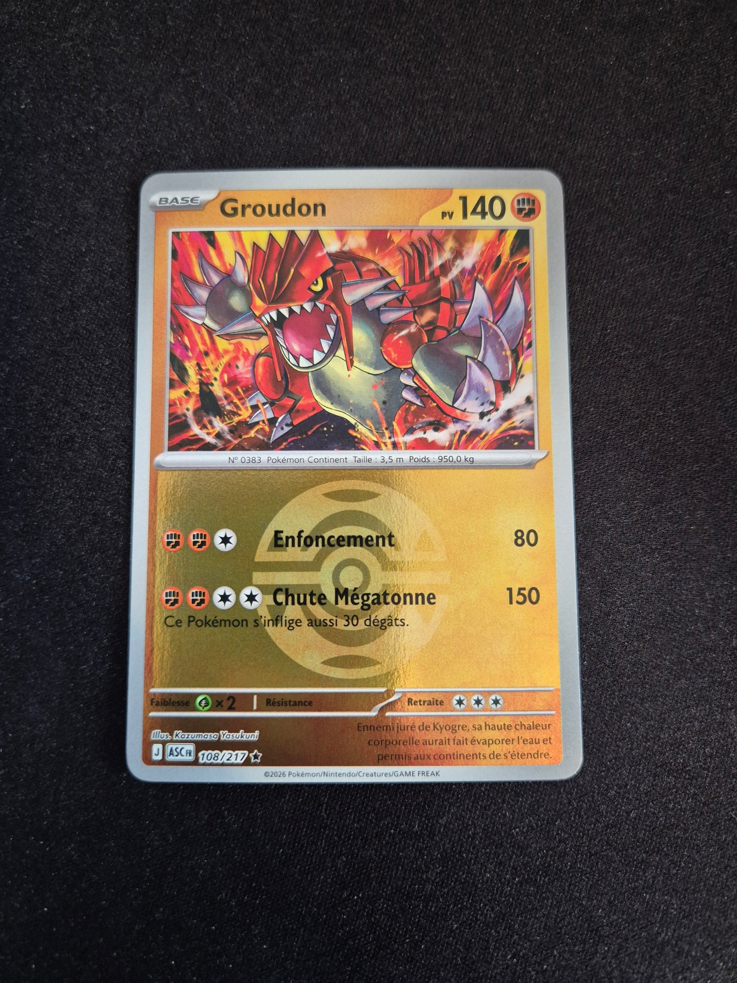 Carte Pokémon Groudon Reverse Pokéball 108/217 ME2.5 Héros Transcendants